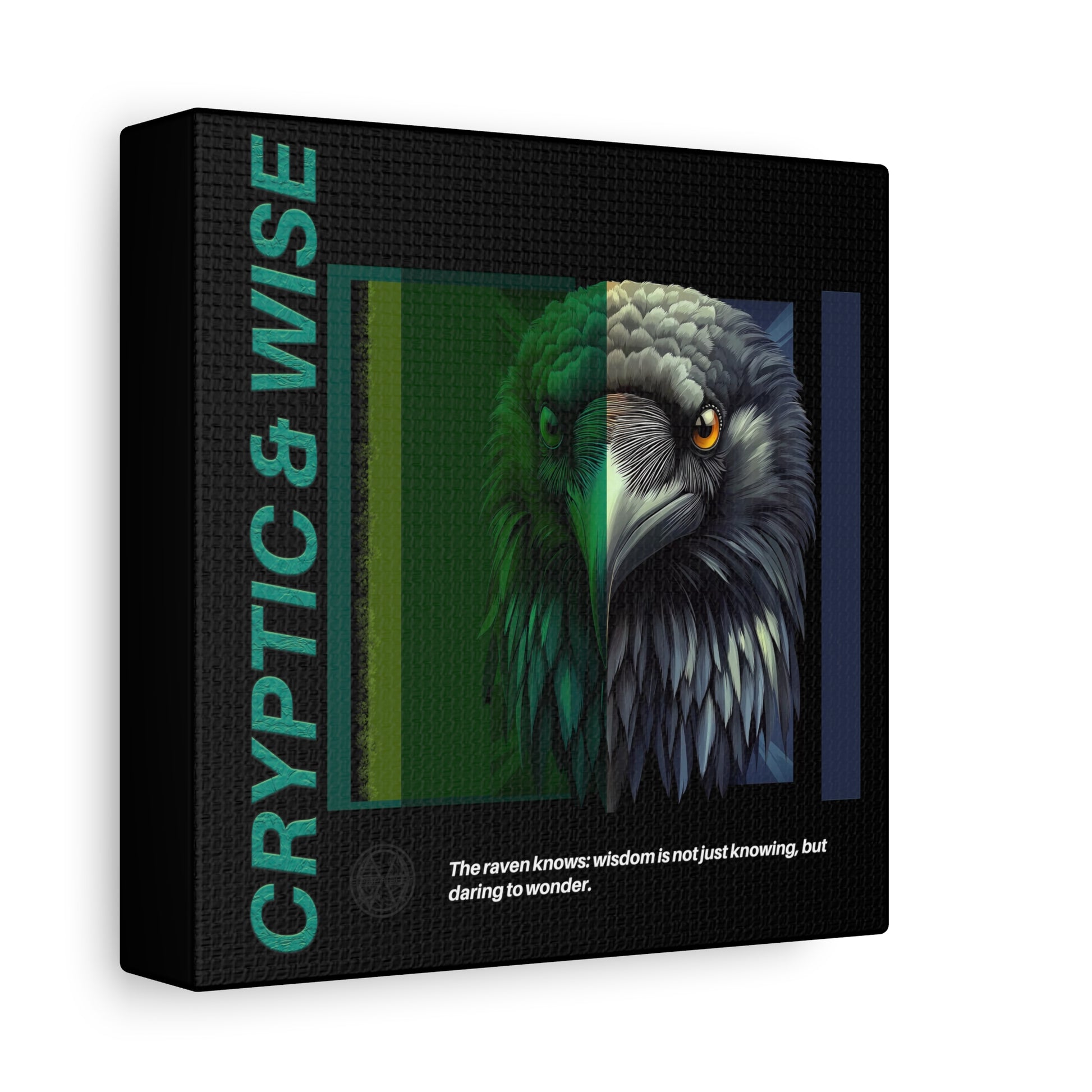 Canvas Art, Cryptic & Wise Wall Decor, Inspirational Raven, Motivational Home Decor, Nature-Themed Gift, Abstract Animal Artwork, Wildlife,