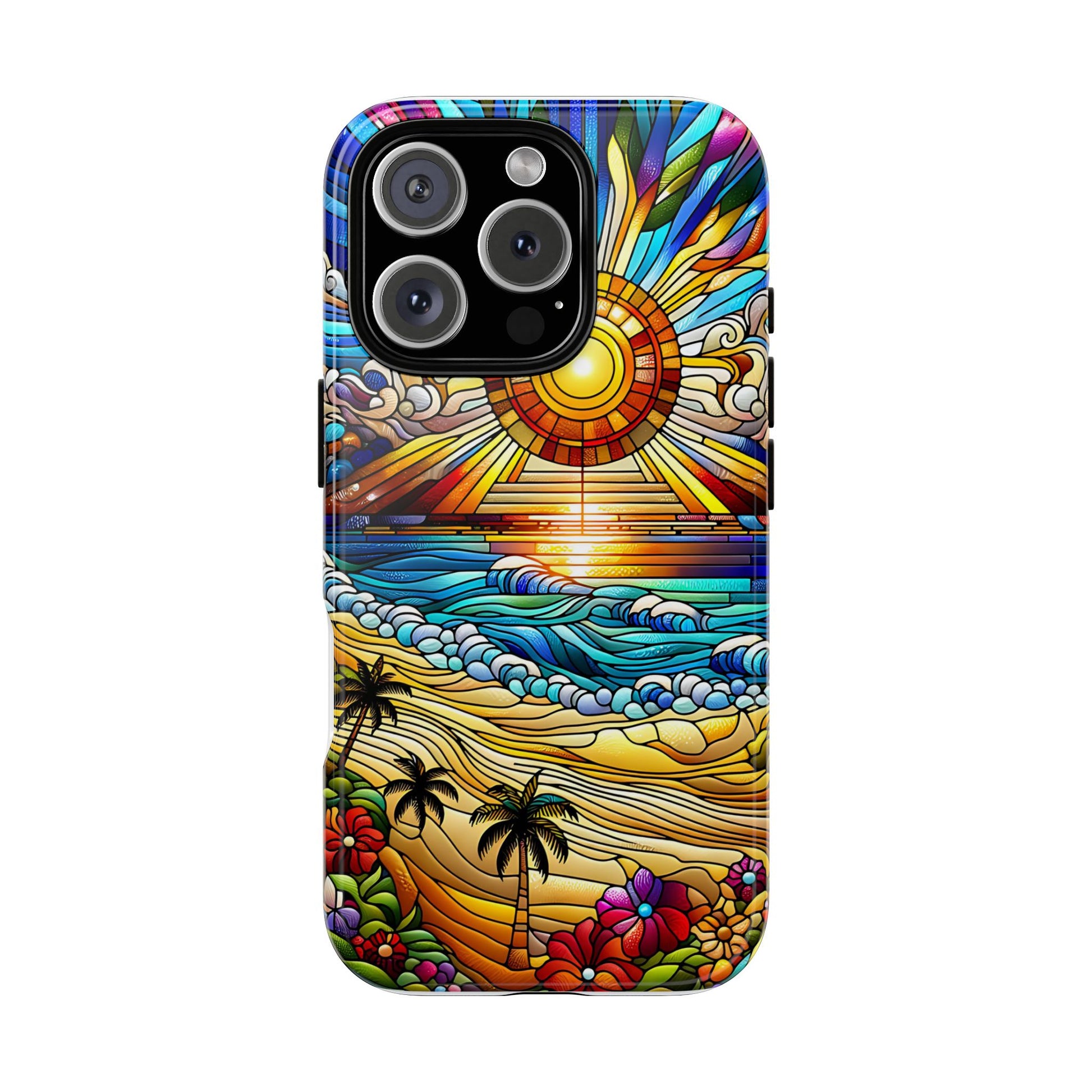 Stained Glass Tough Cases, Protective Phone Case, Nature Inspired Smartphone Cover, Beach Day Summer Accessories, Ocean Lover Gift
