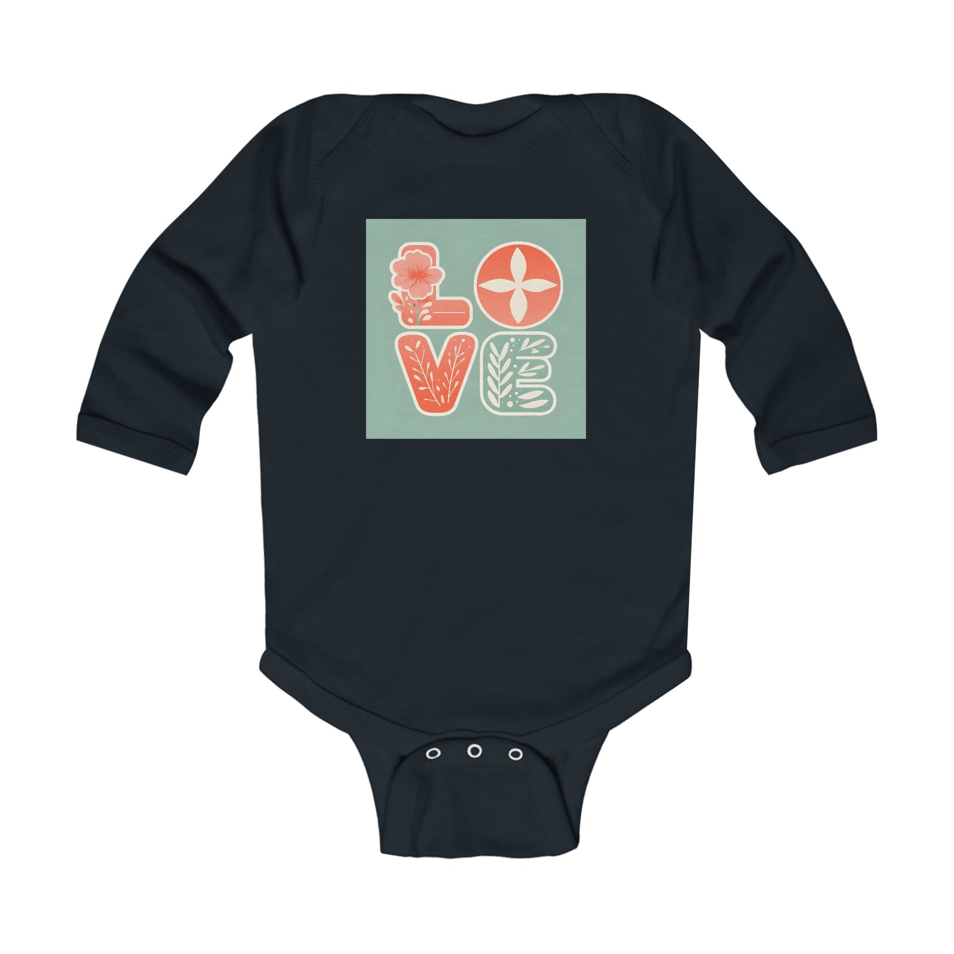 Love Long Sleeve Bodysuit, Baby Romper, Onesie, Infant Jumpsuit, Pastel Colors Baby Outfit