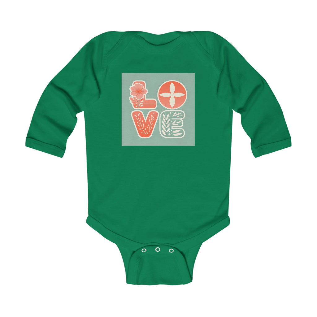 Love Long Sleeve Bodysuit, Baby Romper, Onesie, Infant Jumpsuit, Pastel Colors Baby Outfit