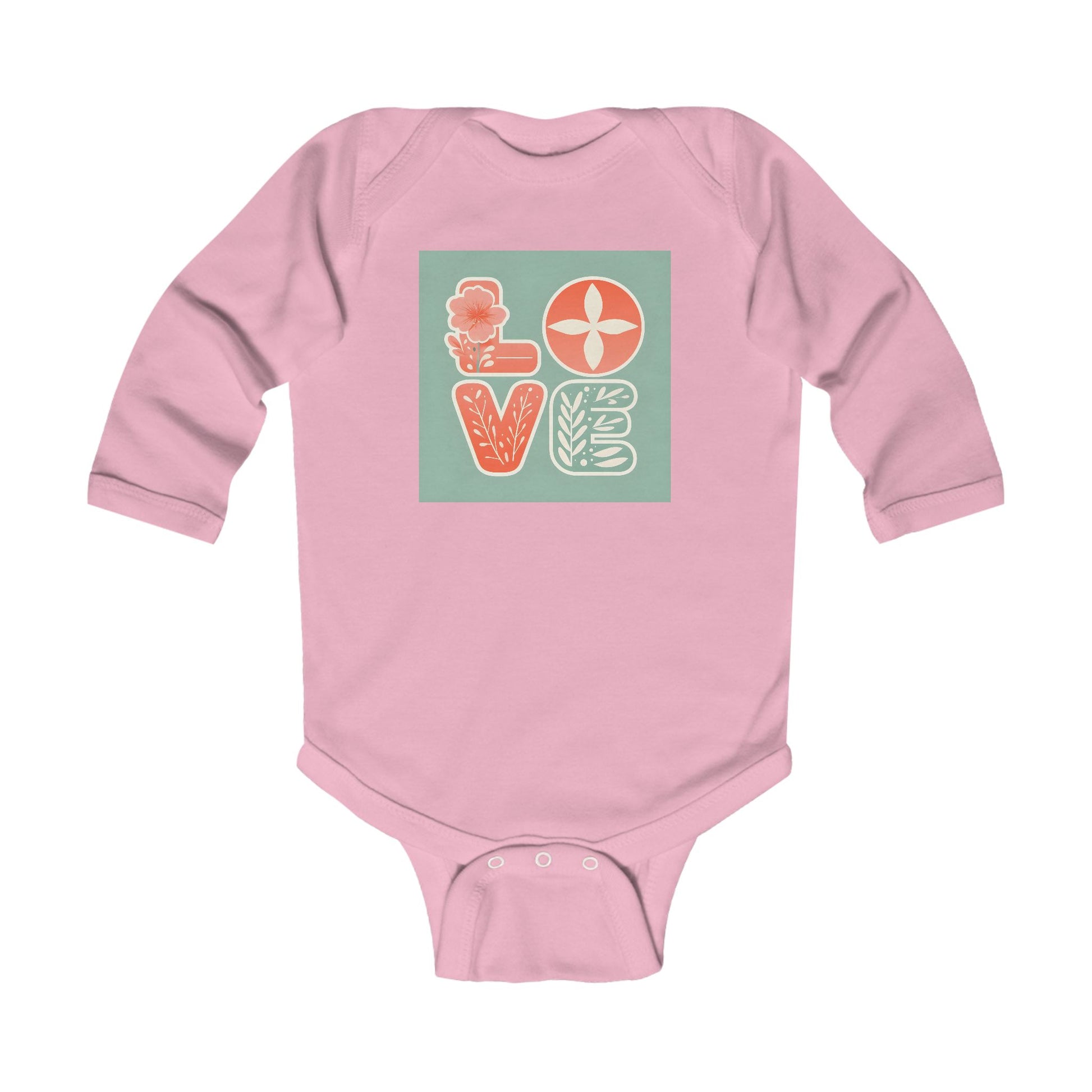 Love Long Sleeve Bodysuit, Baby Romper, Onesie, Infant Jumpsuit, Pastel Colors Baby Outfit