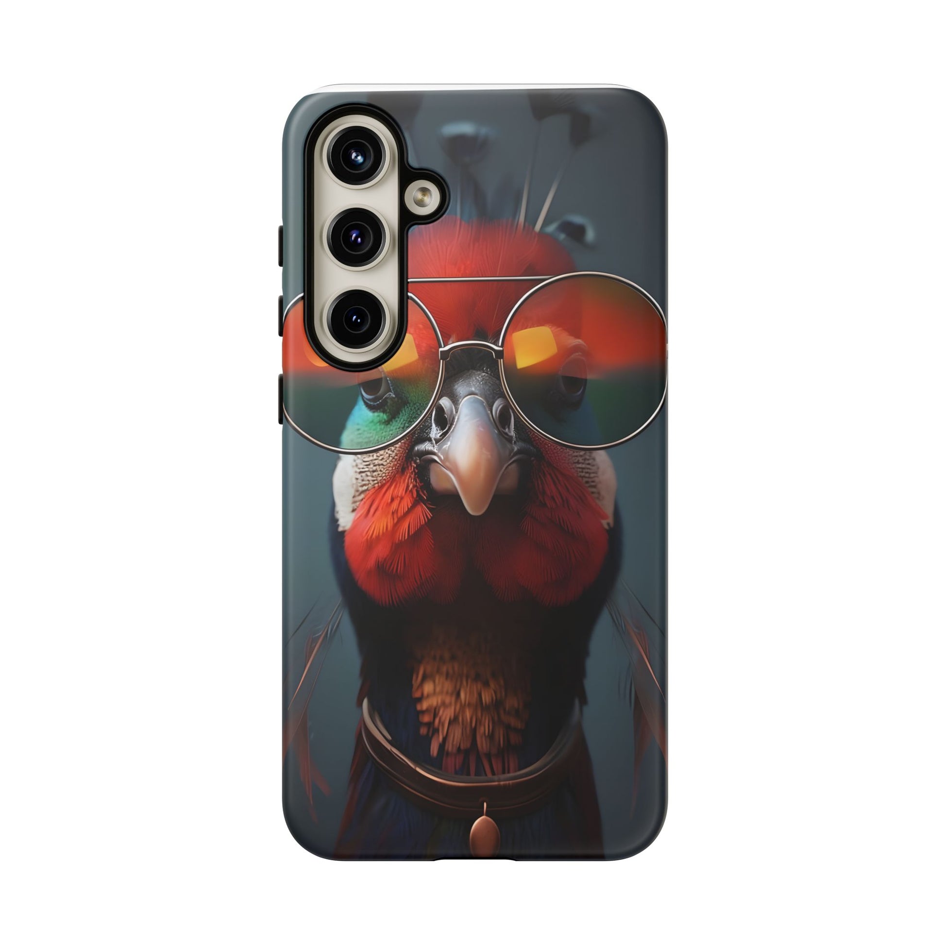Phone Cases, Bright Exotic Bird in Cool Sunglasses, Protective Tough Cover, Tropical Animal Print, Unique Gift for Bird Lovers, Accessories
