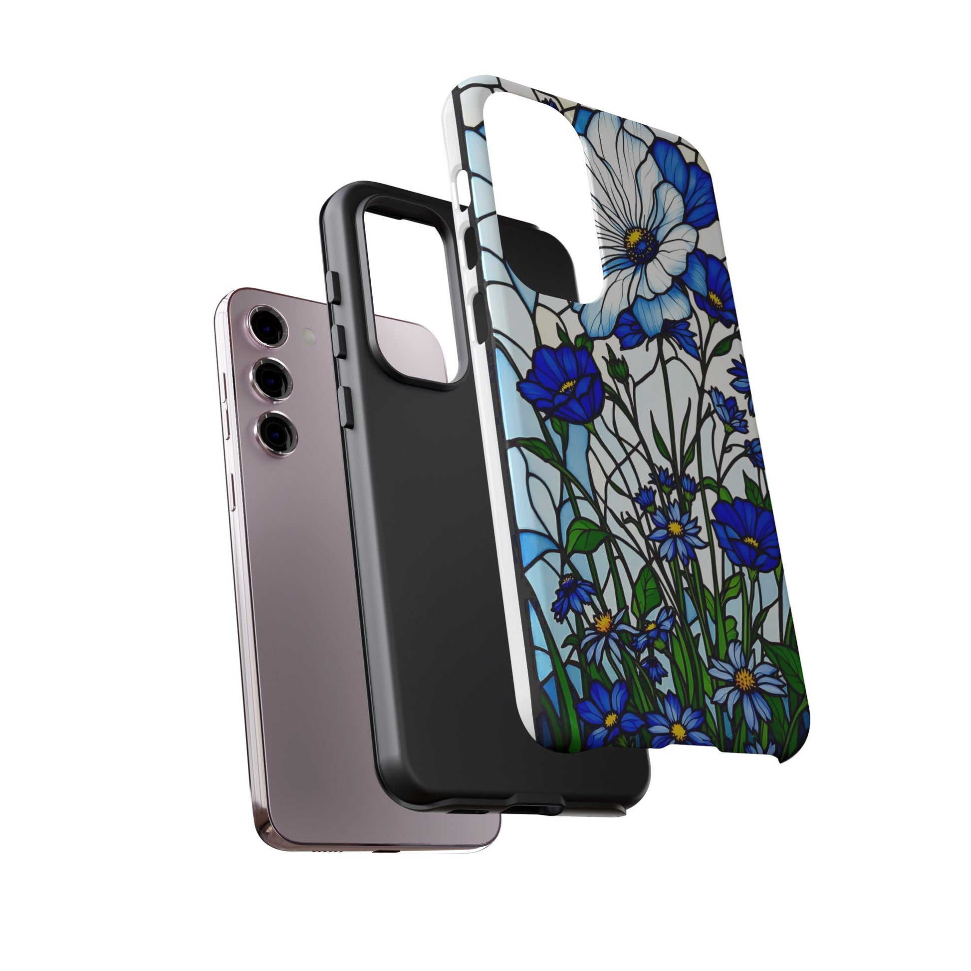 Botanical Stained Glass Tough Case - Floral Phone Cover, Protective Phone Case, Flower Pattern Phone Shell, Nature Inspired Smartphone Case,