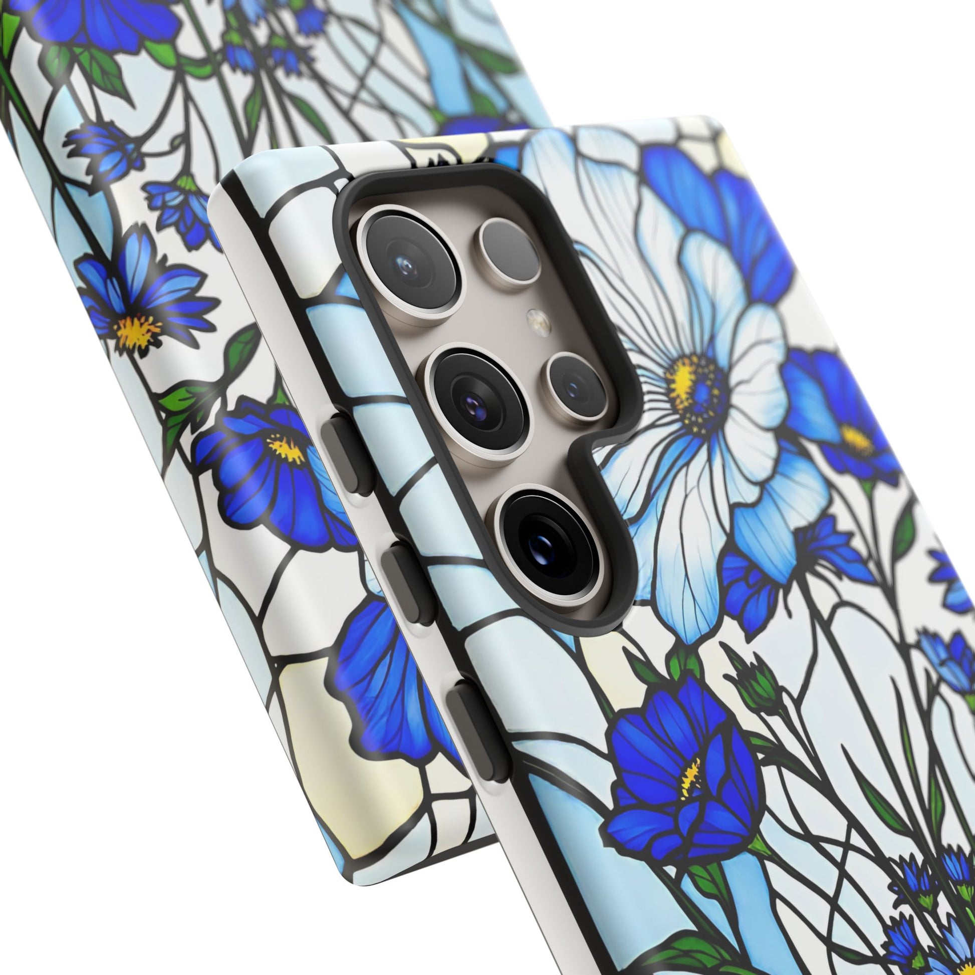 Botanical Stained Glass Tough Case - Floral Phone Cover, Protective Phone Case, Flower Pattern Phone Shell, Nature Inspired Smartphone Case,