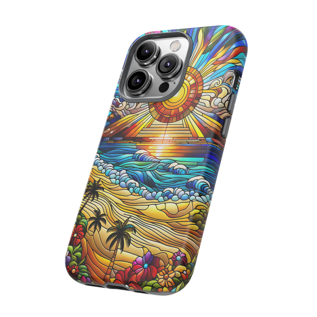Stained Glass Tough Cases, Protective Phone Case, Nature Inspired Smartphone Cover, Beach Day Summer Accessories, Ocean Lover Gift