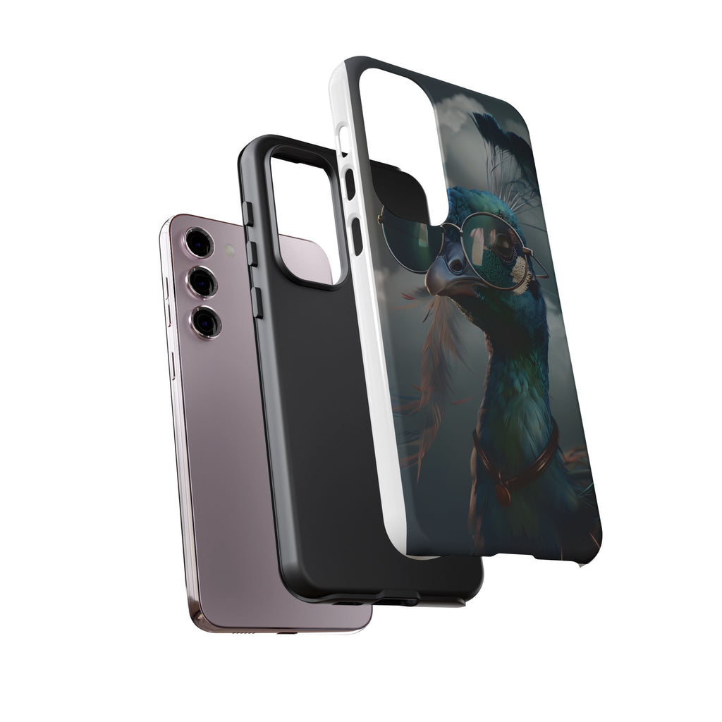 Phone Case, Peacock Design, Neon Lighting, Unique Gift, Hard Shell Cover, Protective Sleeve