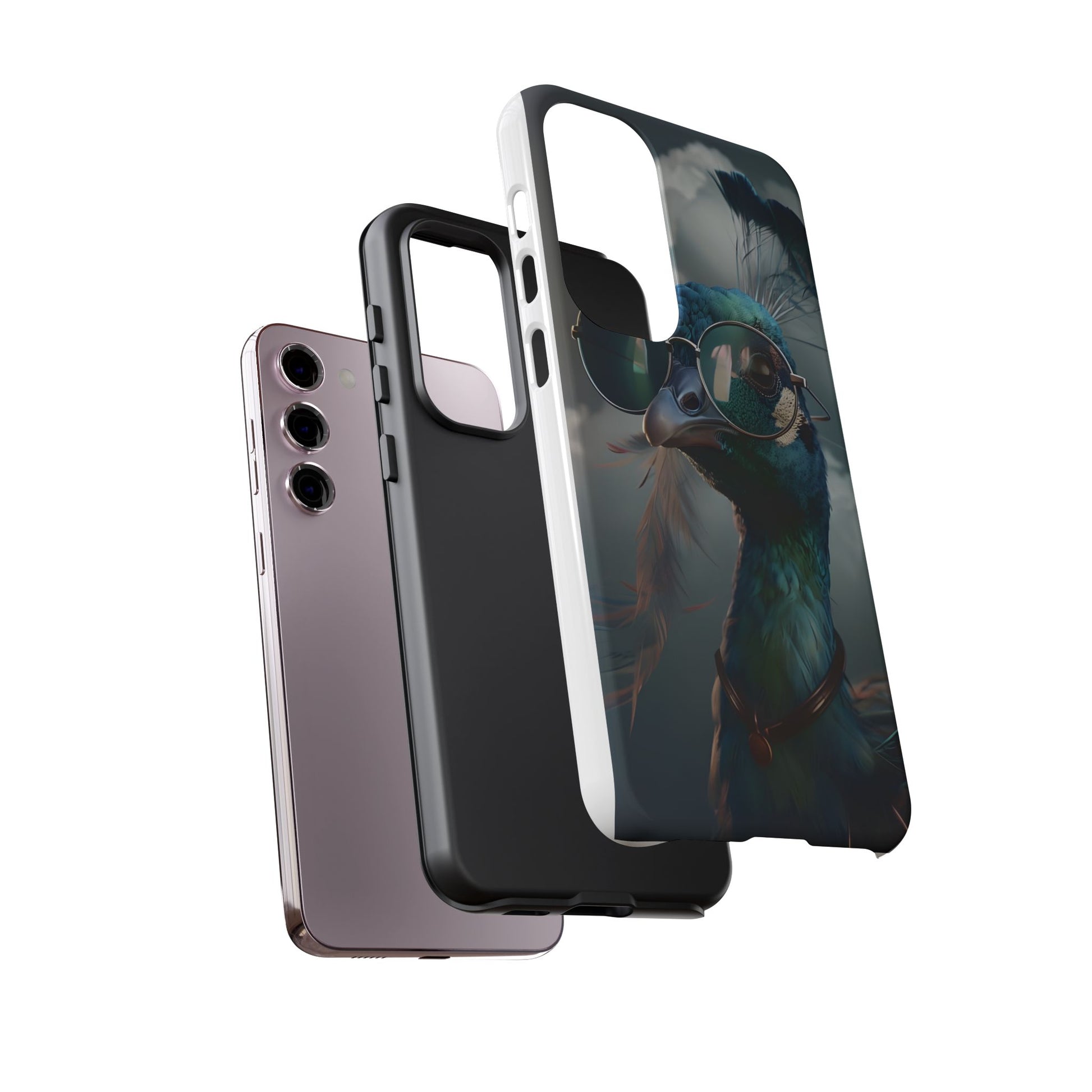 Phone Case, Peacock Design, Neon Lighting, Unique Gift, Hard Shell Cover, Protective Sleeve