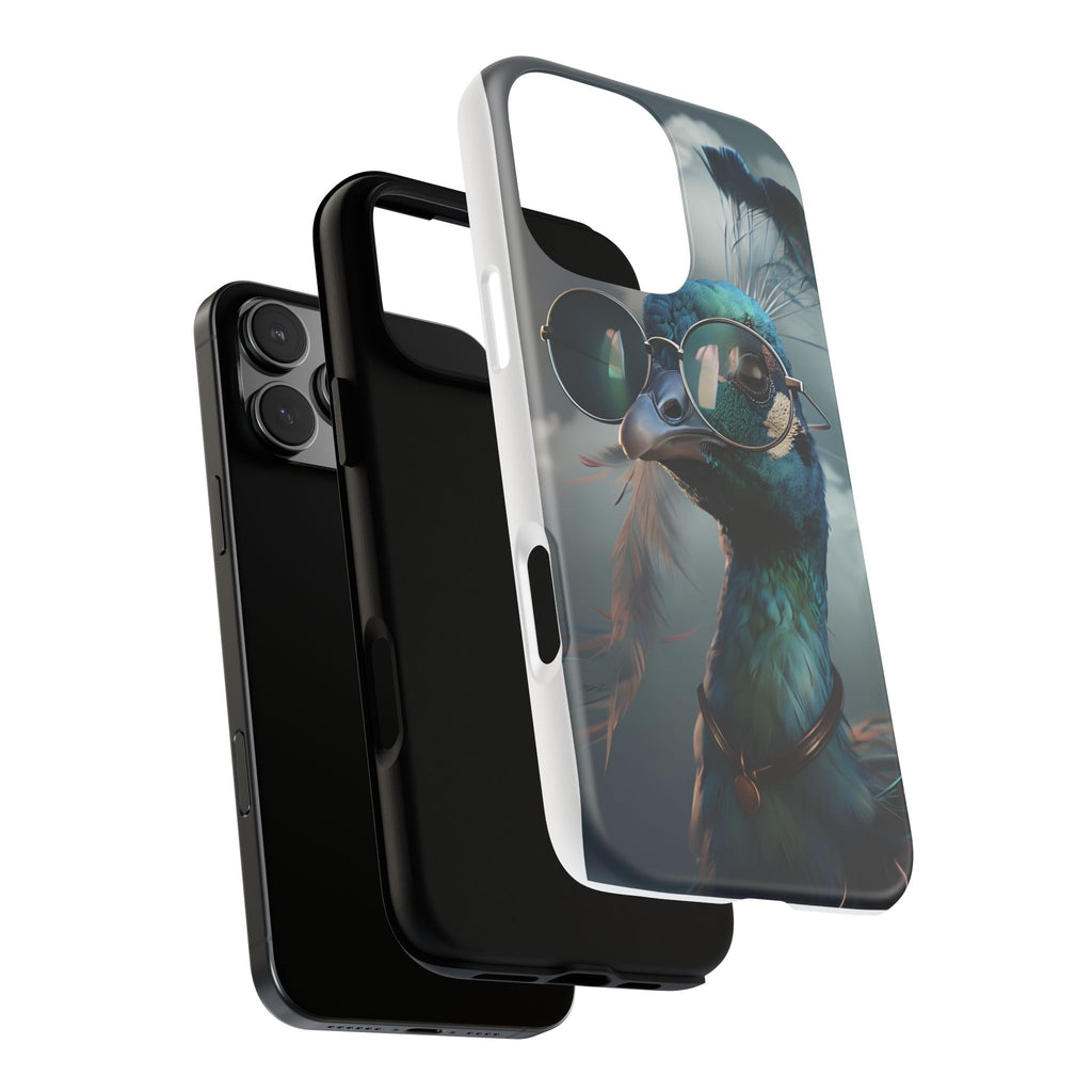 Phone Case, Peacock Design, Neon Lighting, Unique Gift, Hard Shell Cover, Protective Sleeve