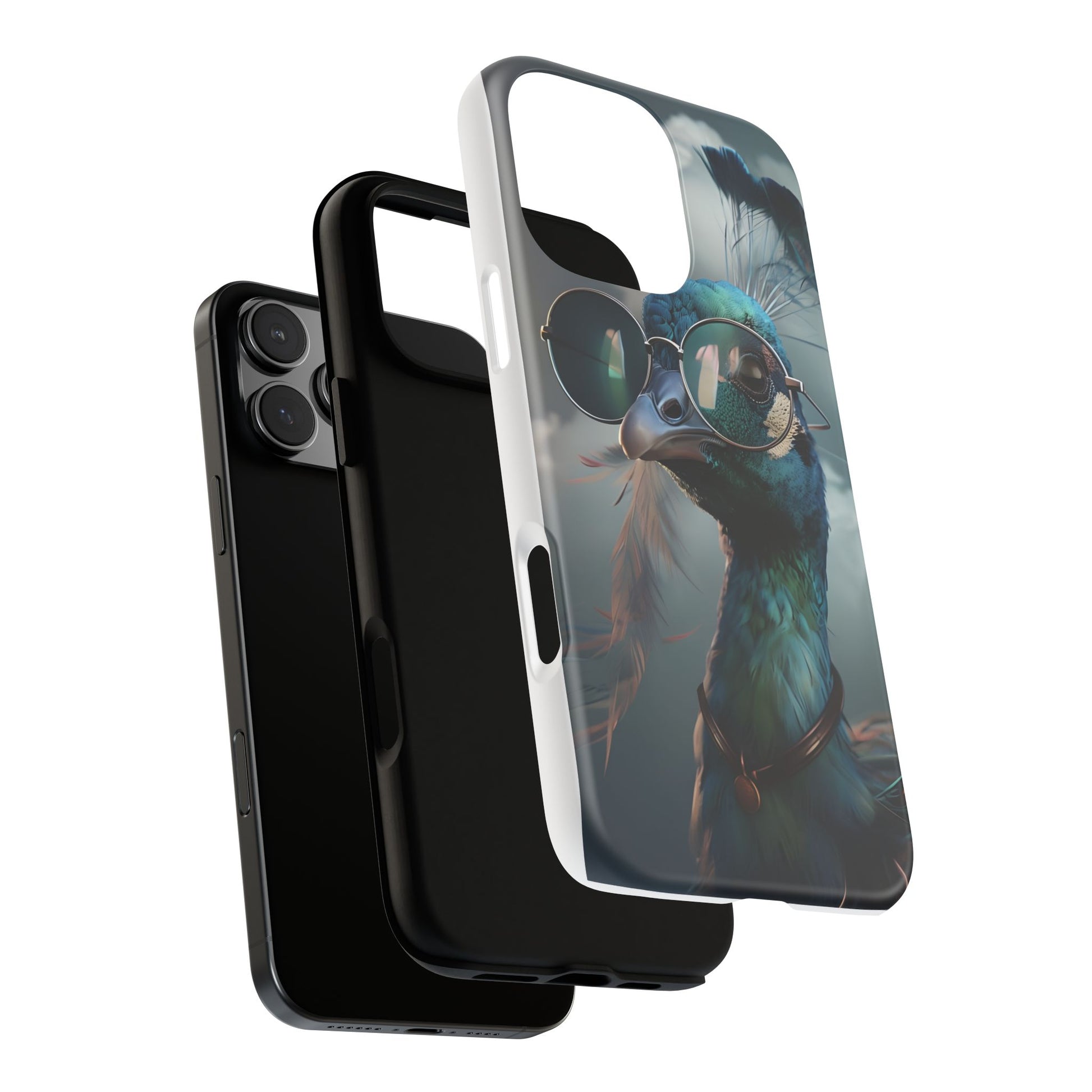 Phone Case, Peacock Design, Neon Lighting, Unique Gift, Hard Shell Cover, Protective Sleeve