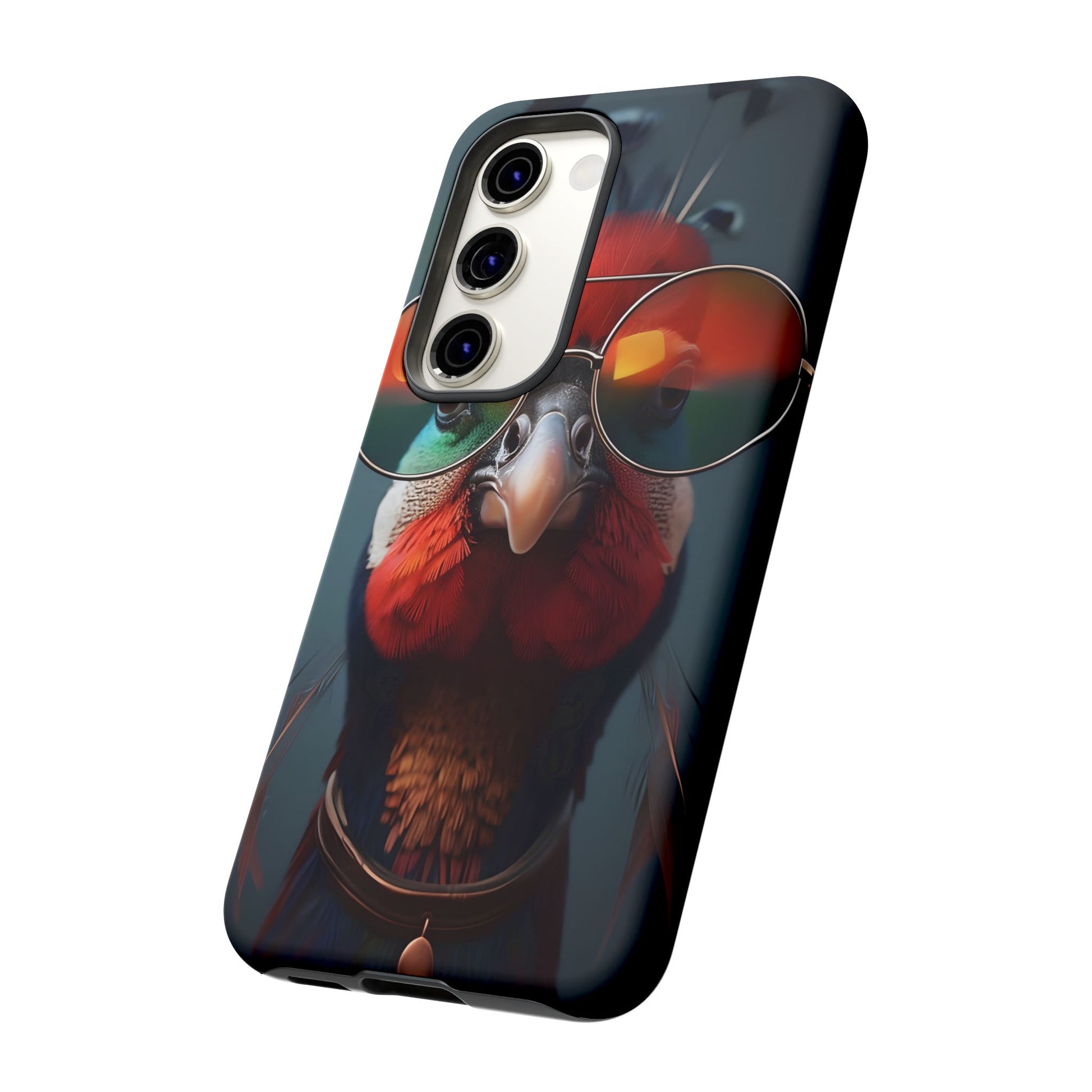 Phone Cases, Bright Exotic Bird in Cool Sunglasses, Protective Tough Cover, Tropical Animal Print, Unique Gift for Bird Lovers, Accessories