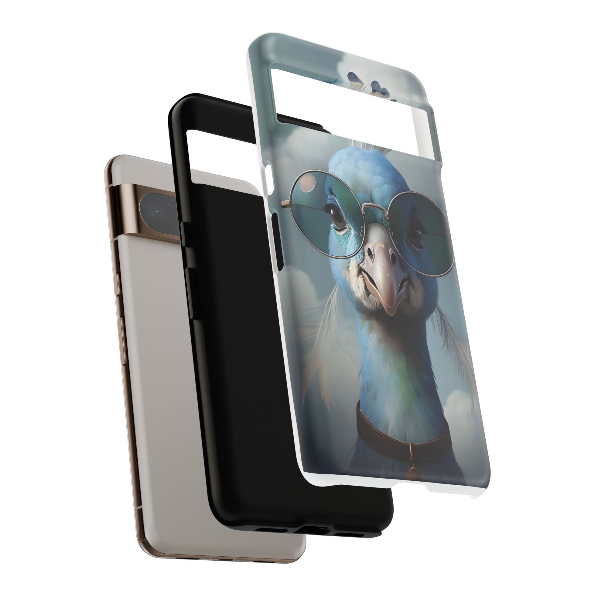 Phone Case, Glamorous Peacock Wearing Sunglasses - Protective Cover, Unique Gift, Trendy Accessories, Animal Lover, Fashionable Mobile Shell