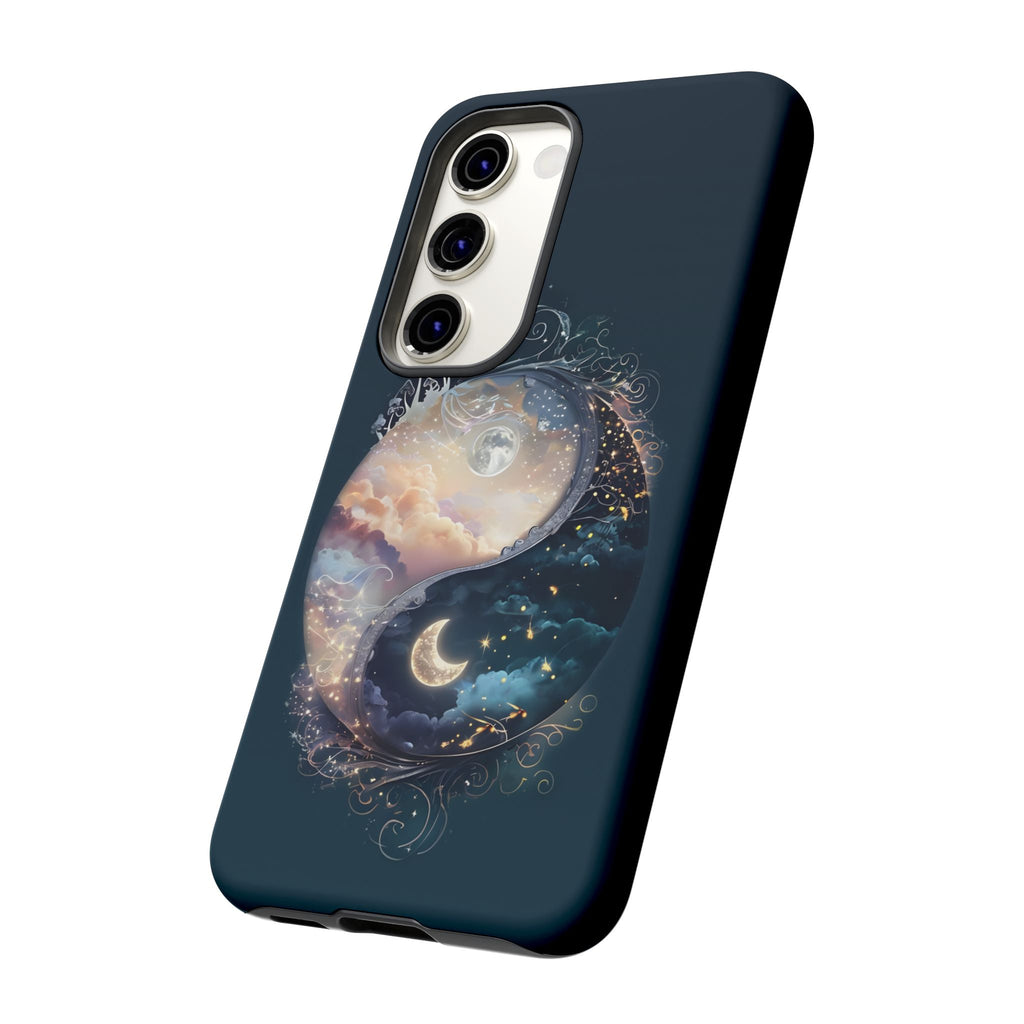 Phone Case, Yin-Yang Symbol Design, Whimsical Day Night Fantasy Print, Protective Cover, Tough Skin, Phone Accessories, Phone Protection