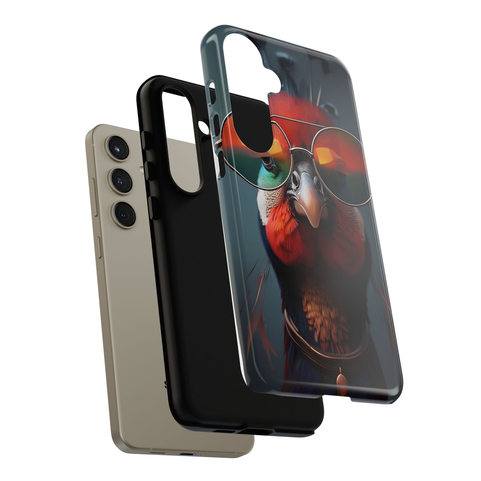 Phone Cases, Bright Exotic Bird in Cool Sunglasses, Protective Tough Cover, Tropical Animal Print, Unique Gift for Bird Lovers, Accessories