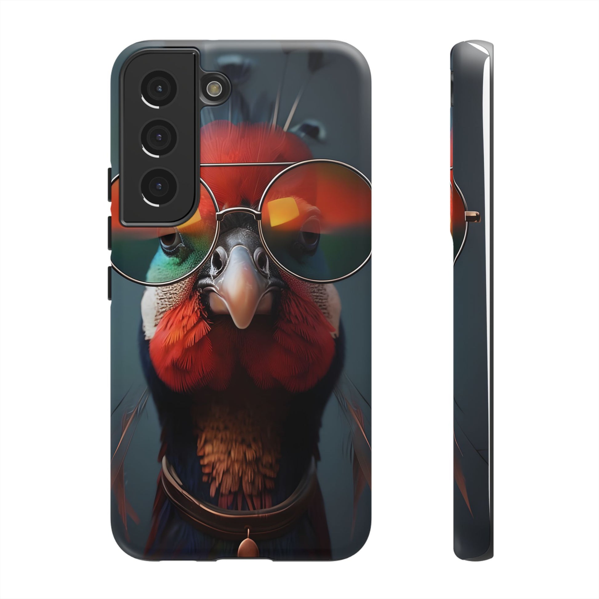 Phone Cases, Bright Exotic Bird in Cool Sunglasses, Protective Tough Cover, Tropical Animal Print, Unique Gift for Bird Lovers, Accessories