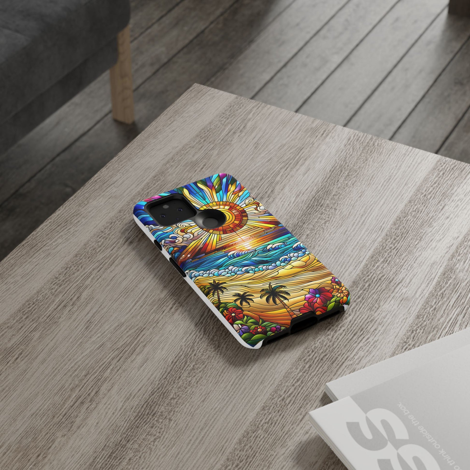 Stained Glass Tough Cases, Protective Phone Case, Nature Inspired Smartphone Cover, Beach Day Summer Accessories, Ocean Lover Gift