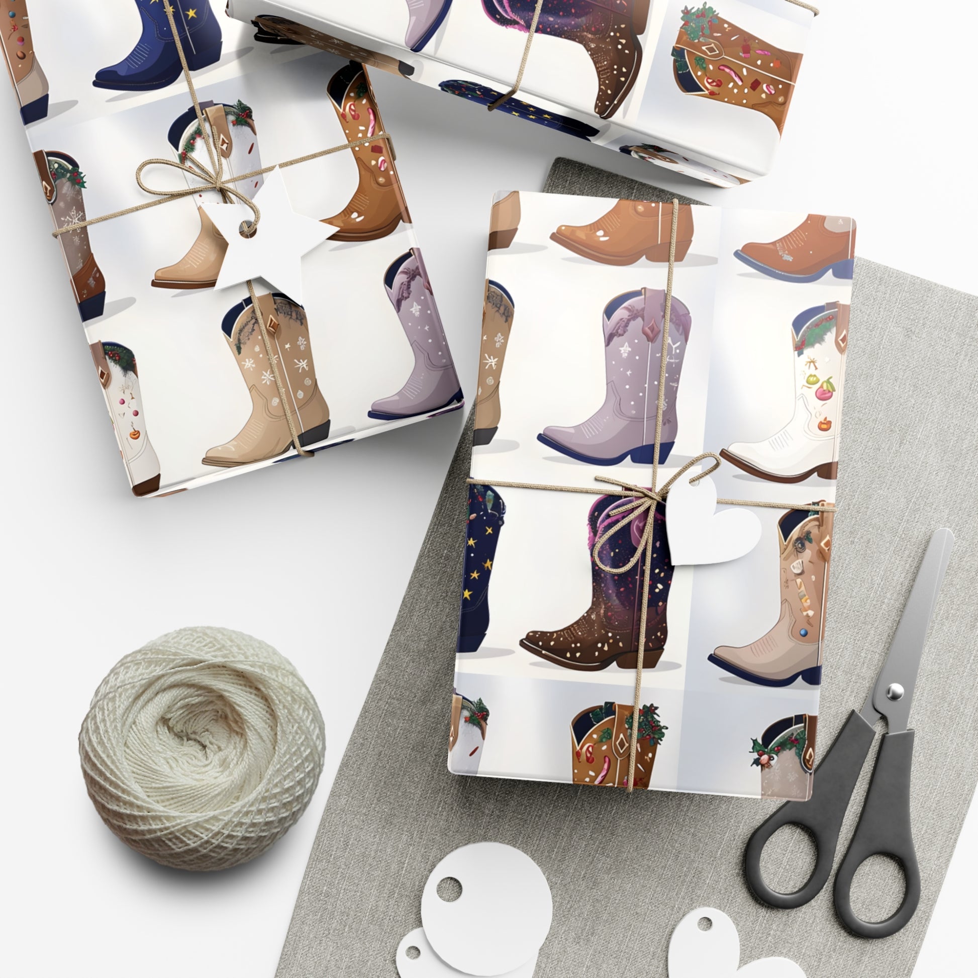 Wrapping Paper, Stylish Cowboy Boots Gift Wrap, Holiday Design Packaging, Christmas Gift Wrap, Cowboy Boot Wrapping Paper, Western Theme