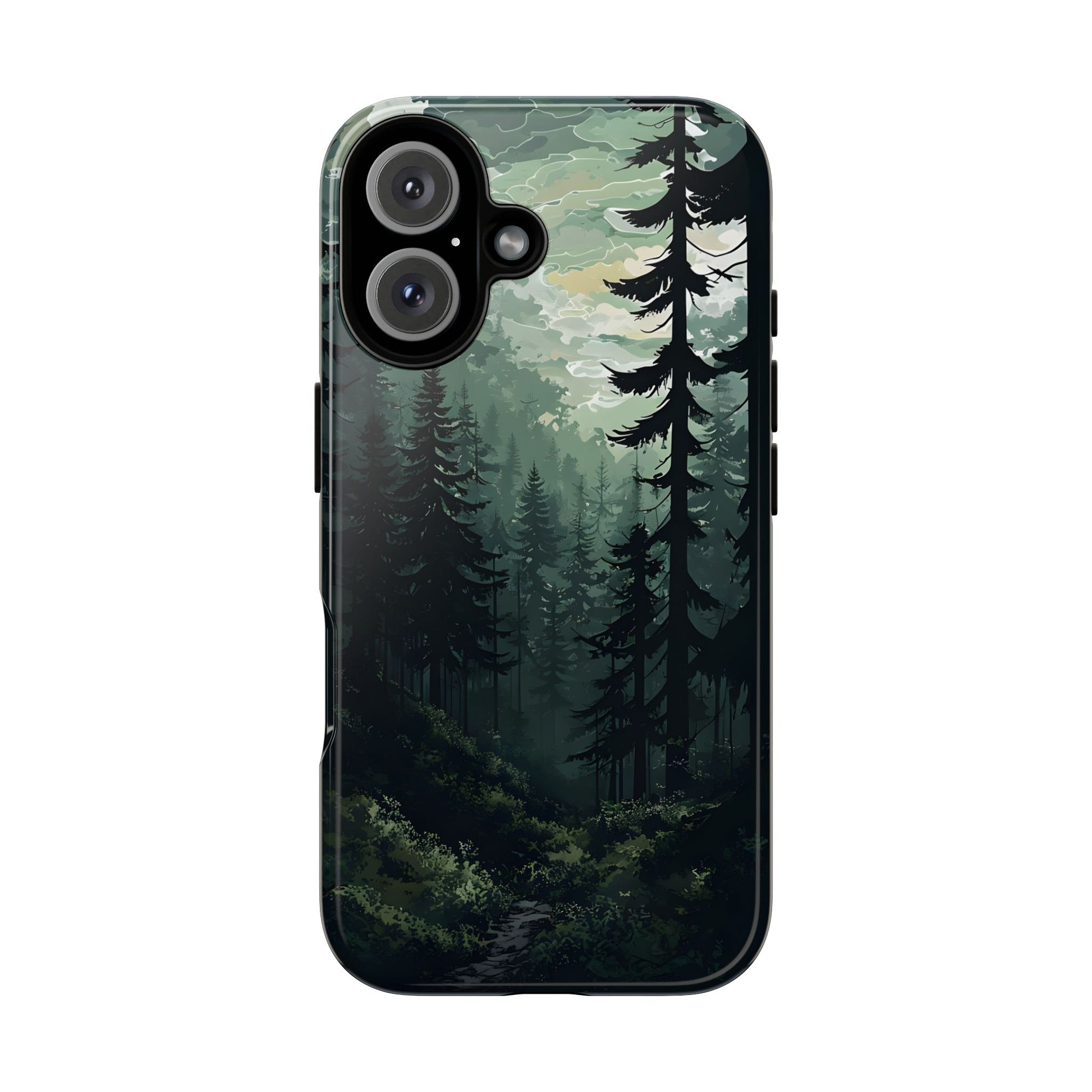 Phone Case, Serene Forest Landscape Digital Illustration Phone Case Cover, Tough Protective Cover, Unique Gift, Trendy