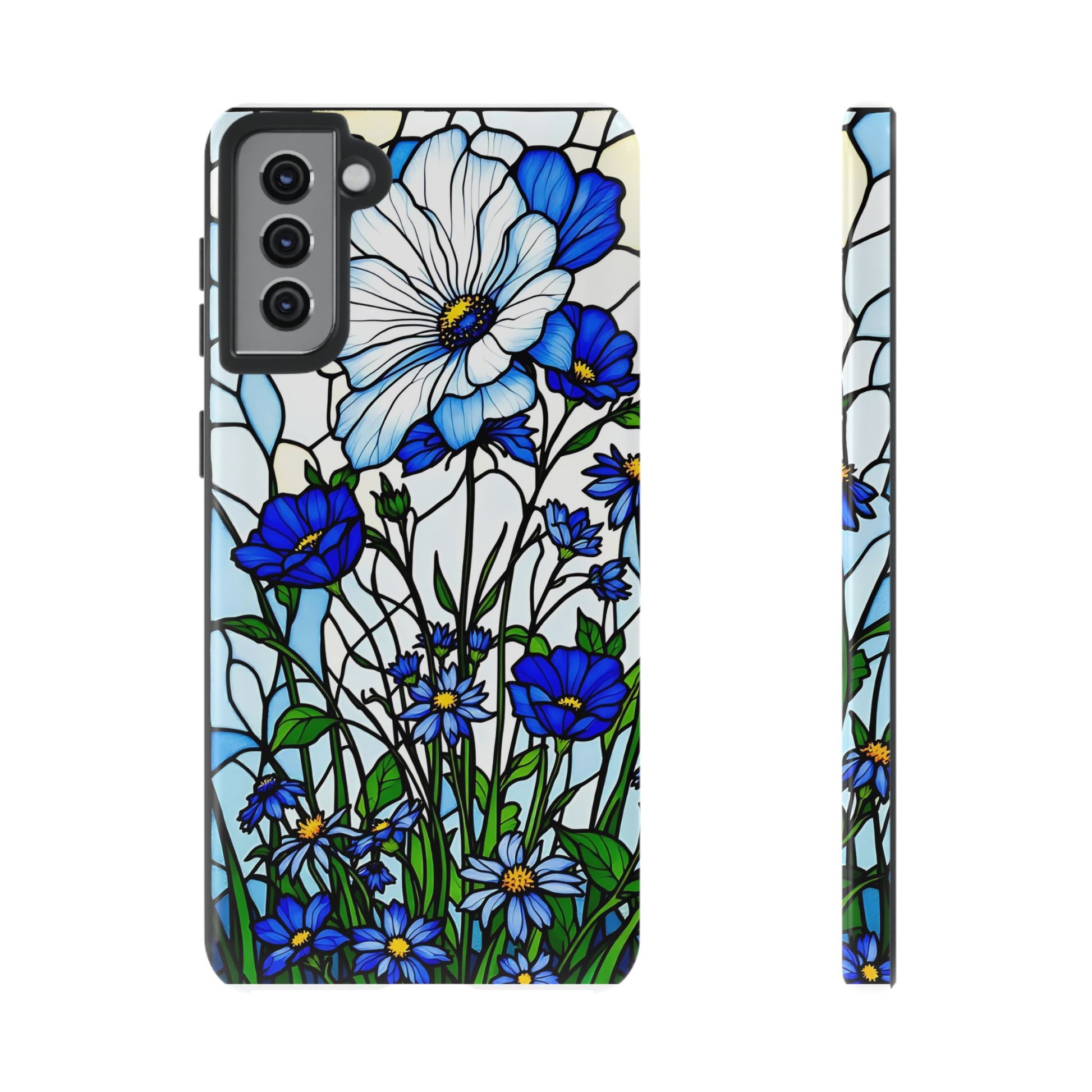 Botanical Stained Glass Tough Case - Floral Phone Cover, Protective Phone Case, Flower Pattern Phone Shell, Nature Inspired Smartphone Case,