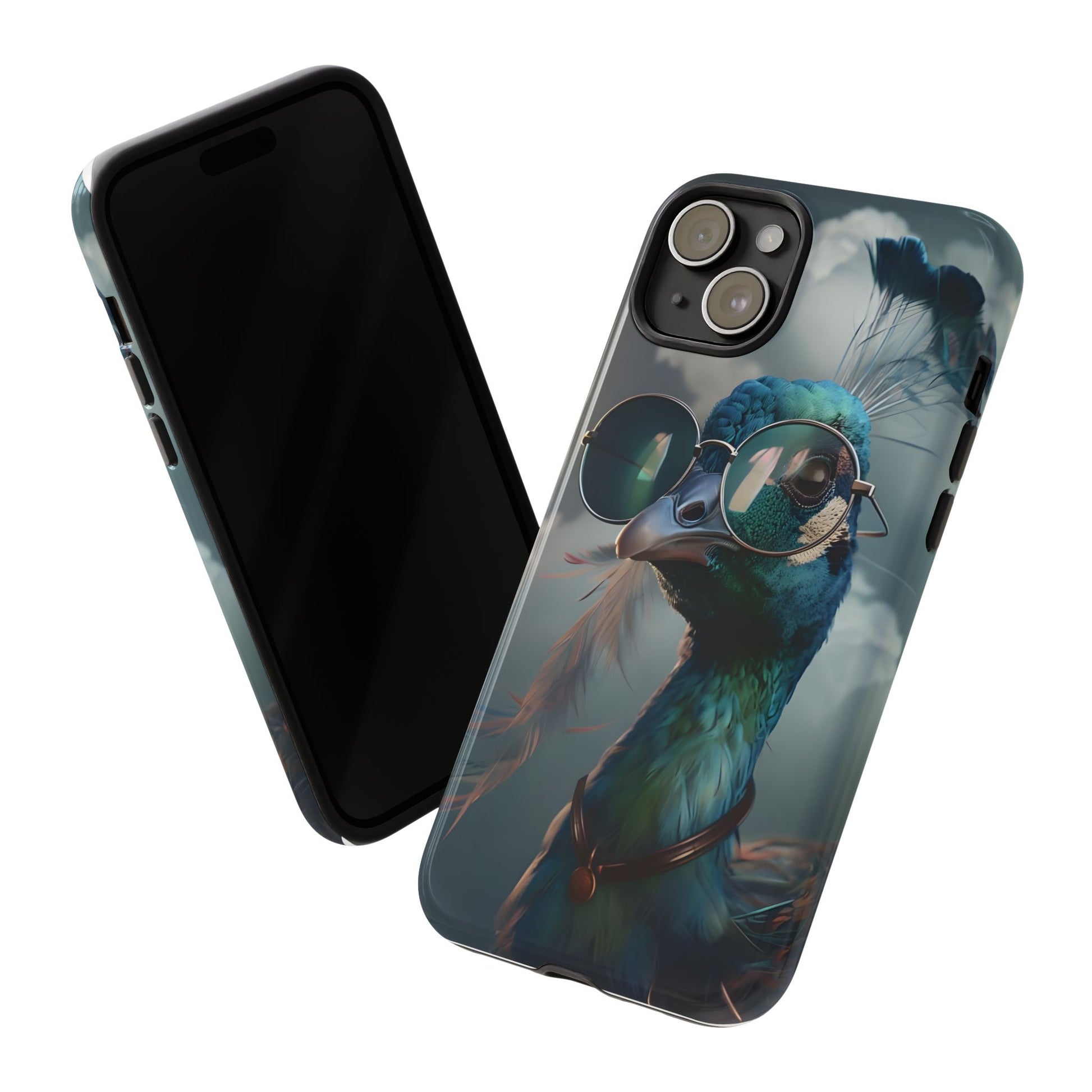 Phone Case, Peacock Design, Neon Lighting, Unique Gift, Hard Shell Cover, Protective Sleeve