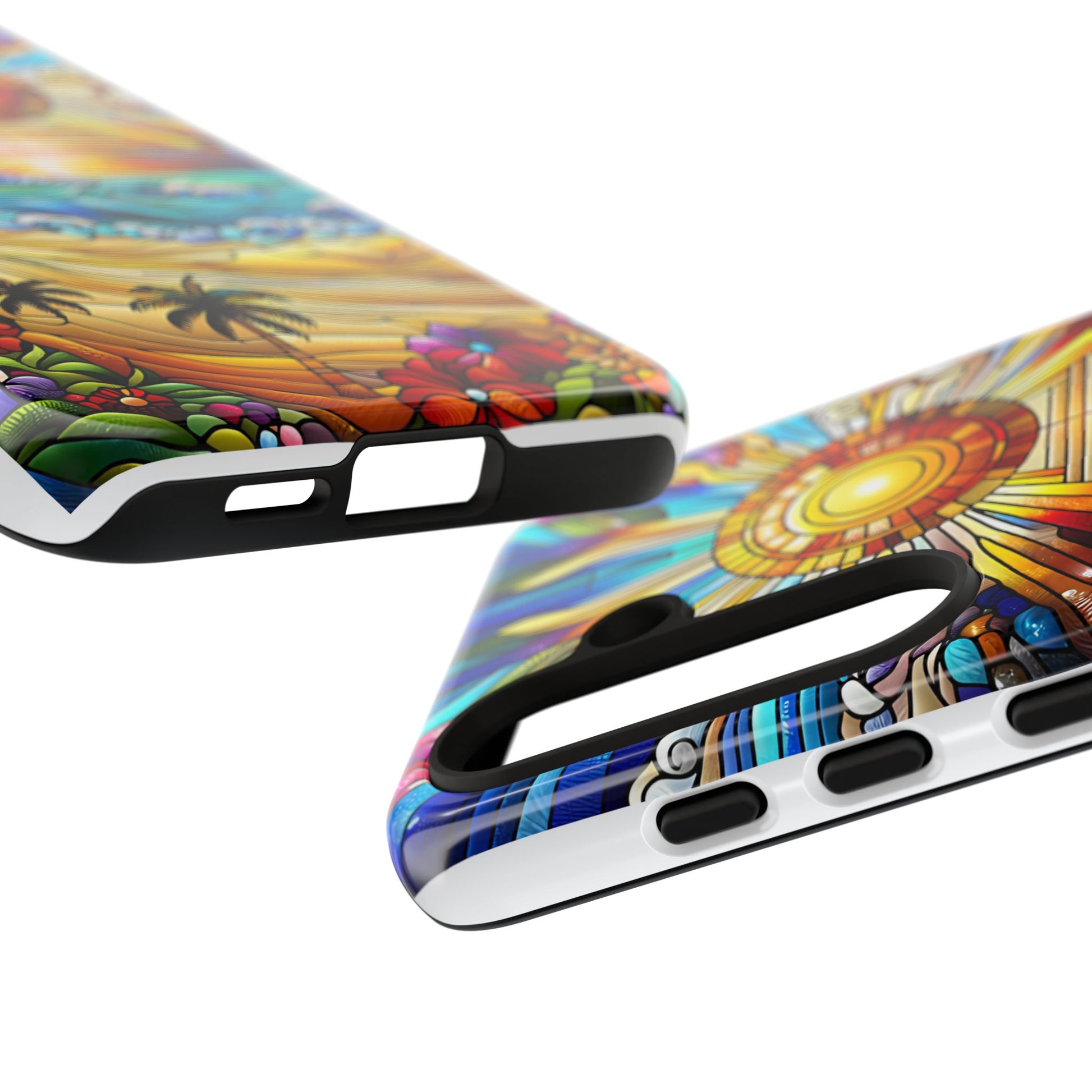 Stained Glass Tough Cases, Protective Phone Case, Nature Inspired Smartphone Cover, Beach Day Summer Accessories, Ocean Lover Gift