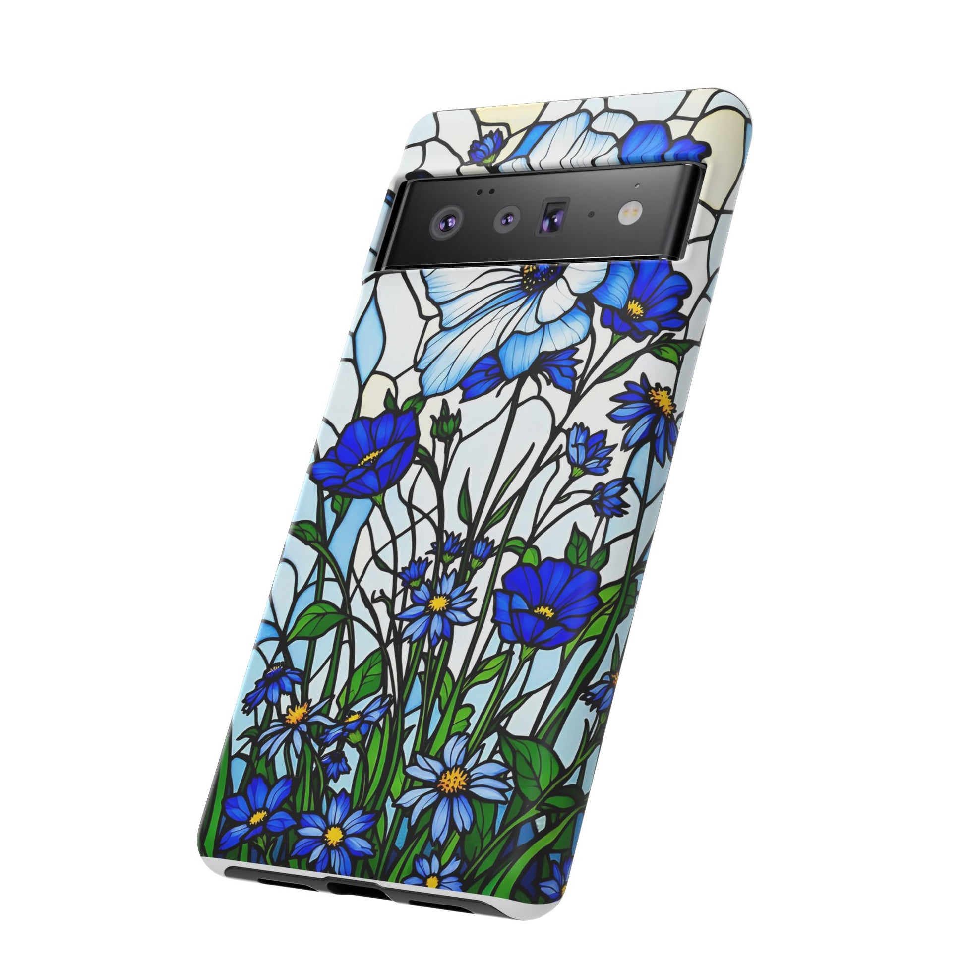 Botanical Stained Glass Tough Case - Floral Phone Cover, Protective Phone Case, Flower Pattern Phone Shell, Nature Inspired Smartphone Case,