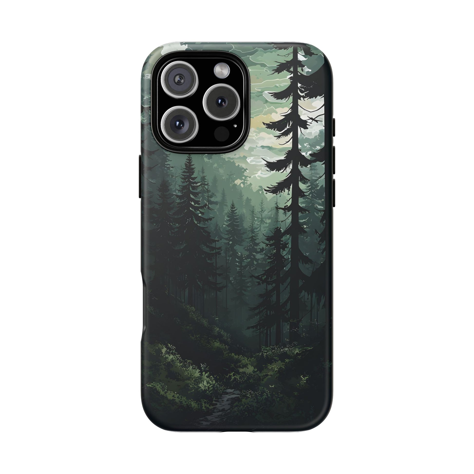 Phone Case, Serene Forest Landscape Digital Illustration Phone Case Cover, Tough Protective Cover, Unique Gift, Trendy