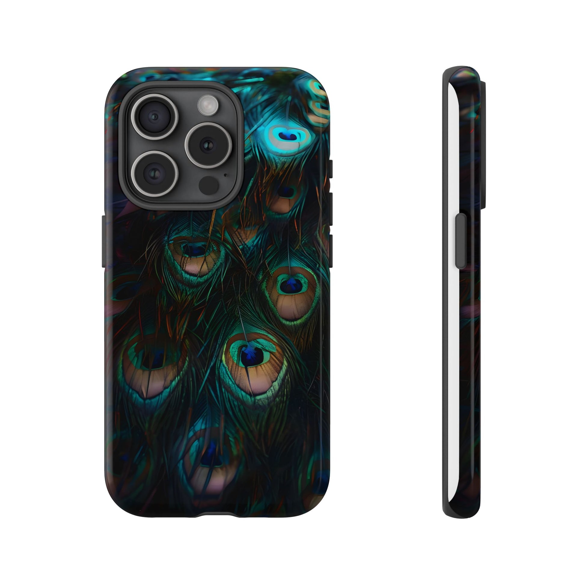 Phone Case, Close Up Peacock Feathers Design, Protective Cover, Unique Gift, Stylish Accessory, Nature Lover Gift, Feather Print Case