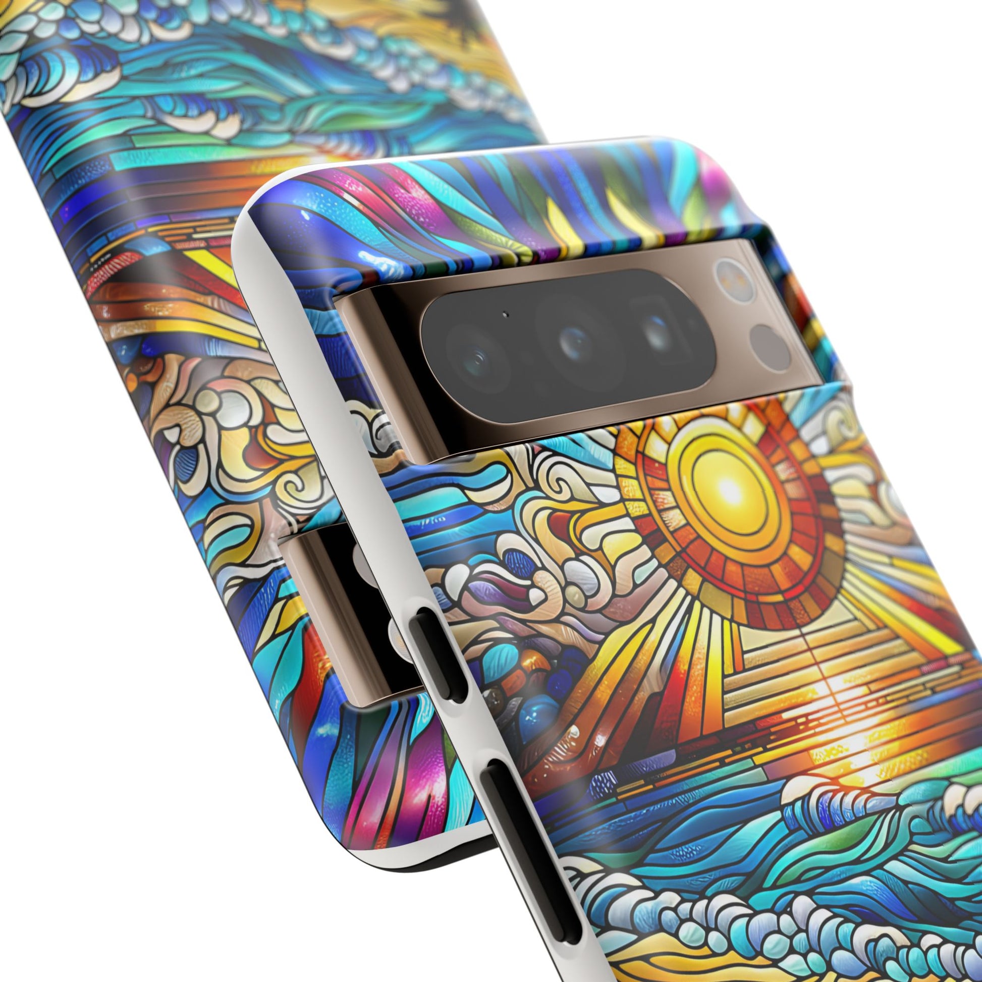 Stained Glass Tough Cases, Protective Phone Case, Nature Inspired Smartphone Cover, Beach Day Summer Accessories, Ocean Lover Gift
