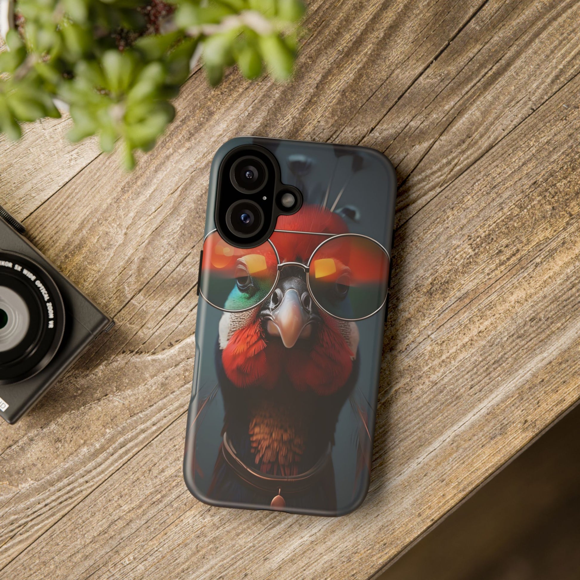 Phone Cases, Bright Exotic Bird in Cool Sunglasses, Protective Tough Cover, Tropical Animal Print, Unique Gift for Bird Lovers, Accessories