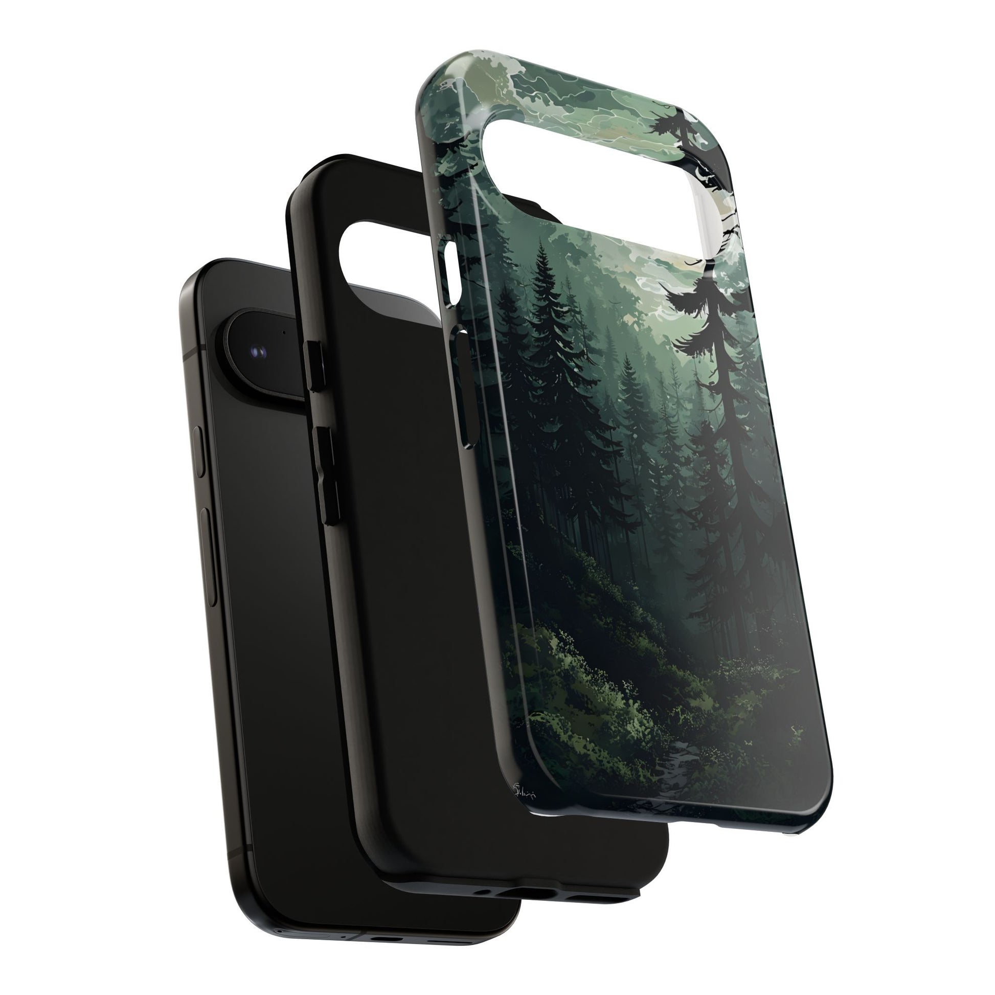 Phone Case, Serene Forest Landscape Digital Illustration Phone Case Cover, Tough Protective Cover, Unique Gift, Trendy