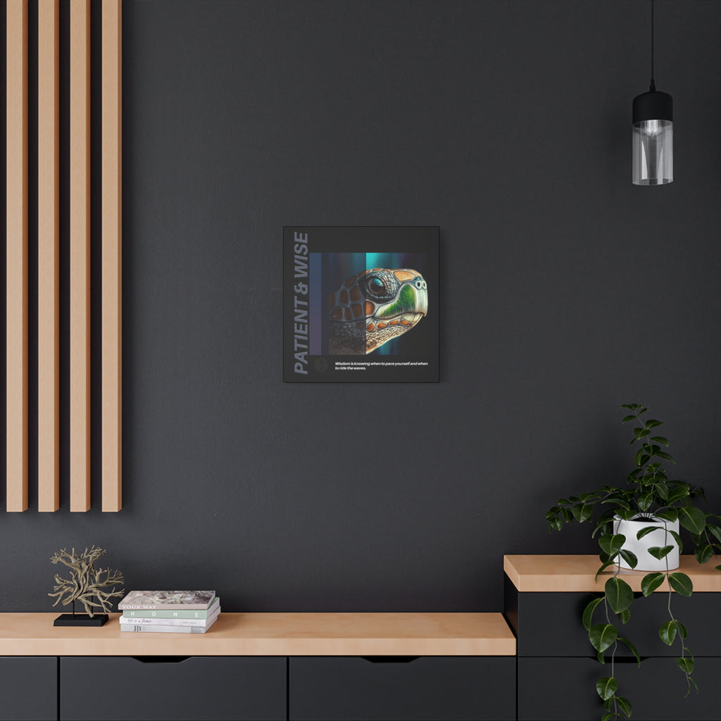 Canvas Art, Inspirational Turtle Wall Decor, Motivational Home Decor, Nature Gift, Abstract Animal Artwork, Wildlife, Patient & Wise