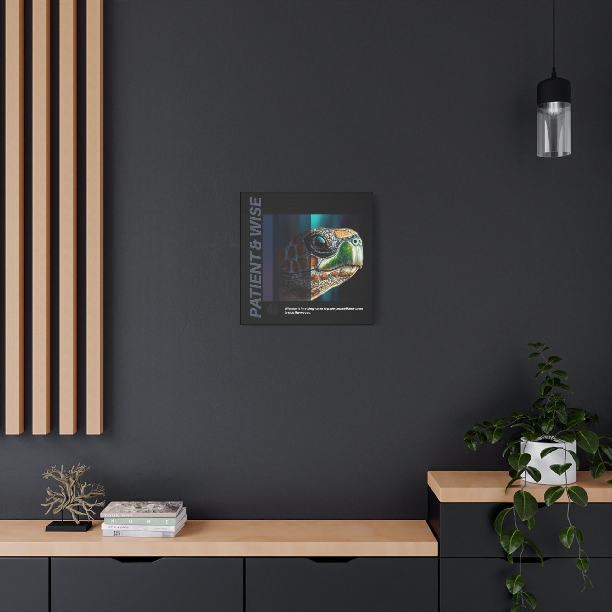 Canvas Art, Inspirational Turtle Wall Decor, Motivational Home Decor, Nature Gift, Abstract Animal Artwork, Wildlife, Patient & Wise