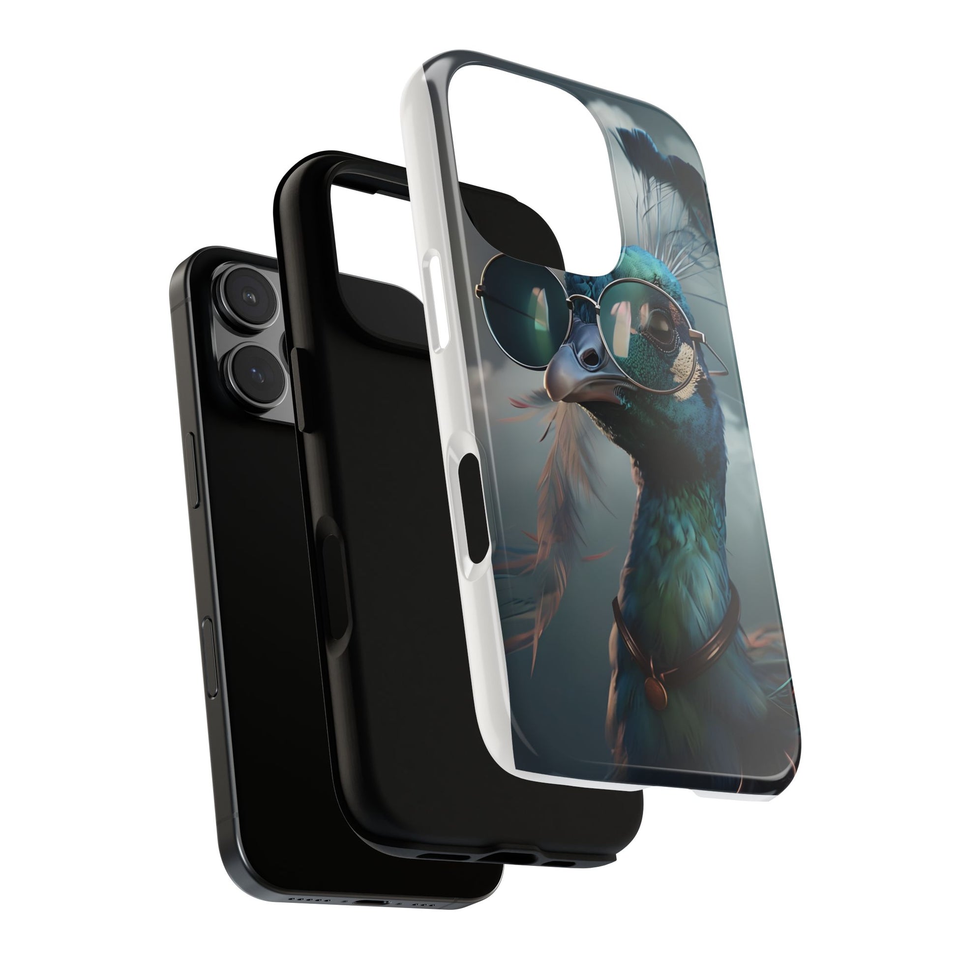 Phone Case, Peacock Design, Neon Lighting, Unique Gift, Hard Shell Cover, Protective Sleeve