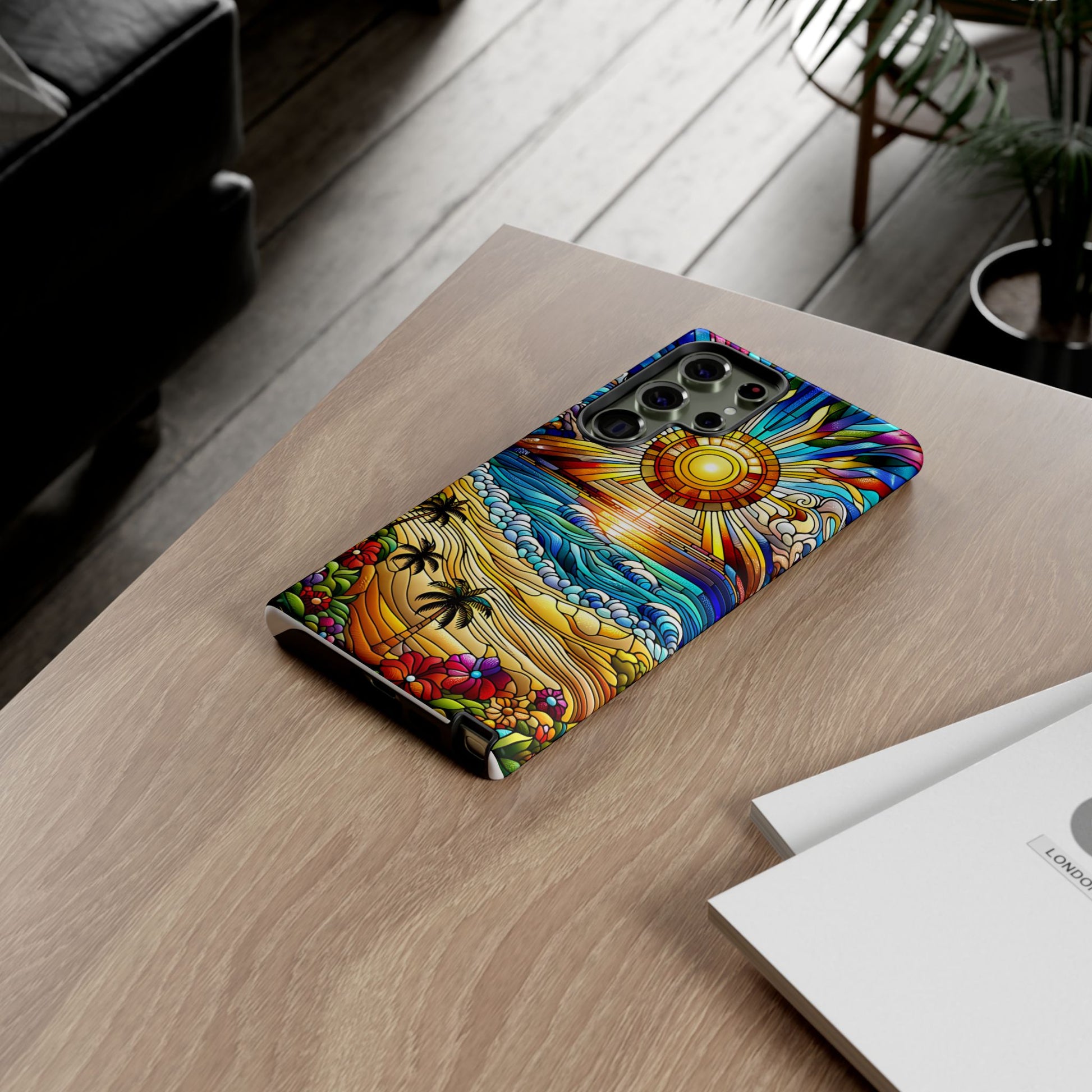 Stained Glass Tough Cases, Protective Phone Case, Nature Inspired Smartphone Cover, Beach Day Summer Accessories, Ocean Lover Gift
