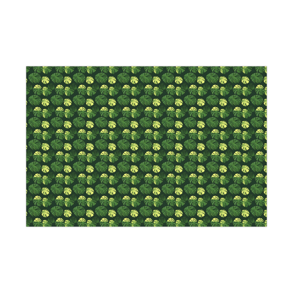Tropical Botanical Pattern Featuring Stylized Monstera Leaves Wrapping Paper
