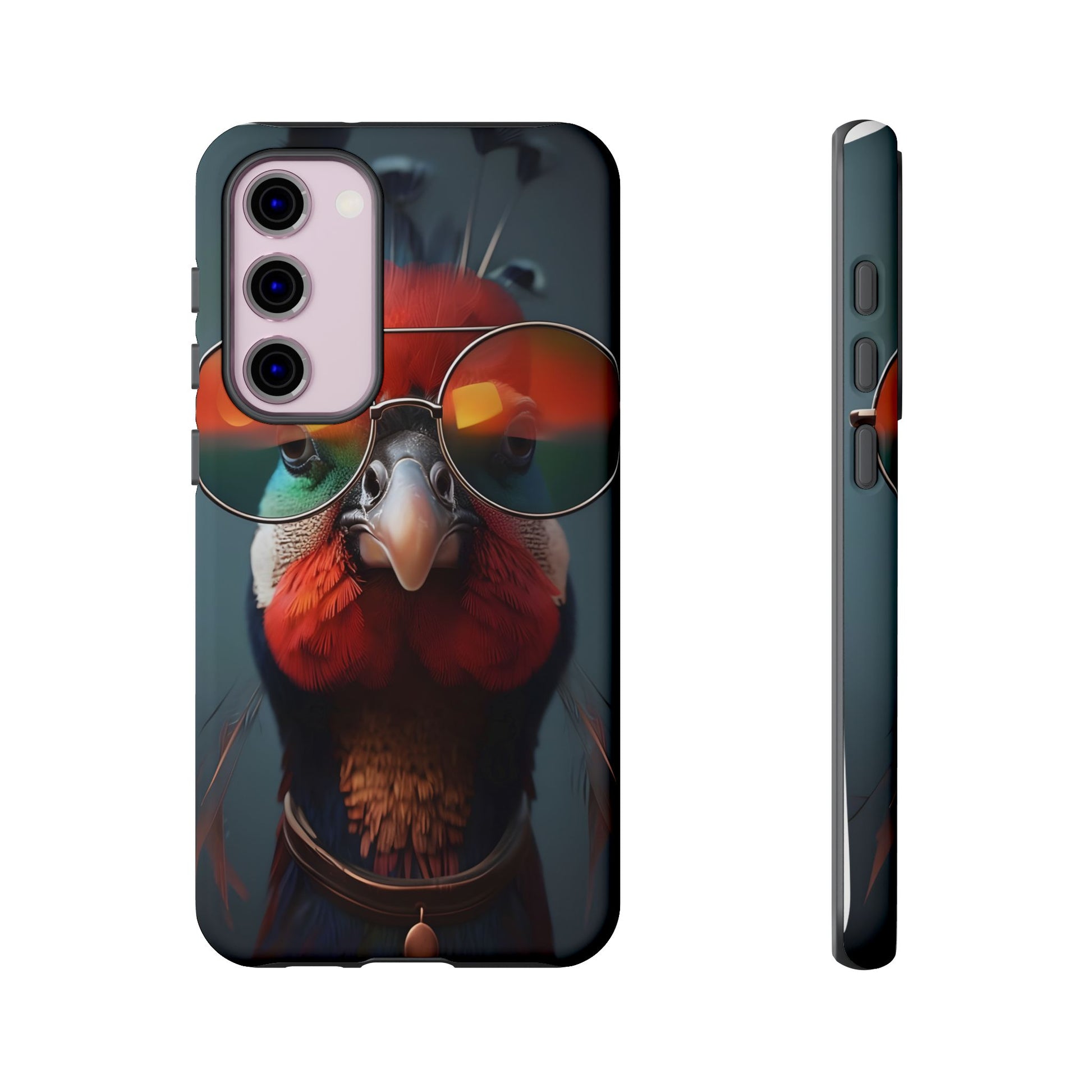 Phone Cases, Bright Exotic Bird in Cool Sunglasses, Protective Tough Cover, Tropical Animal Print, Unique Gift for Bird Lovers, Accessories