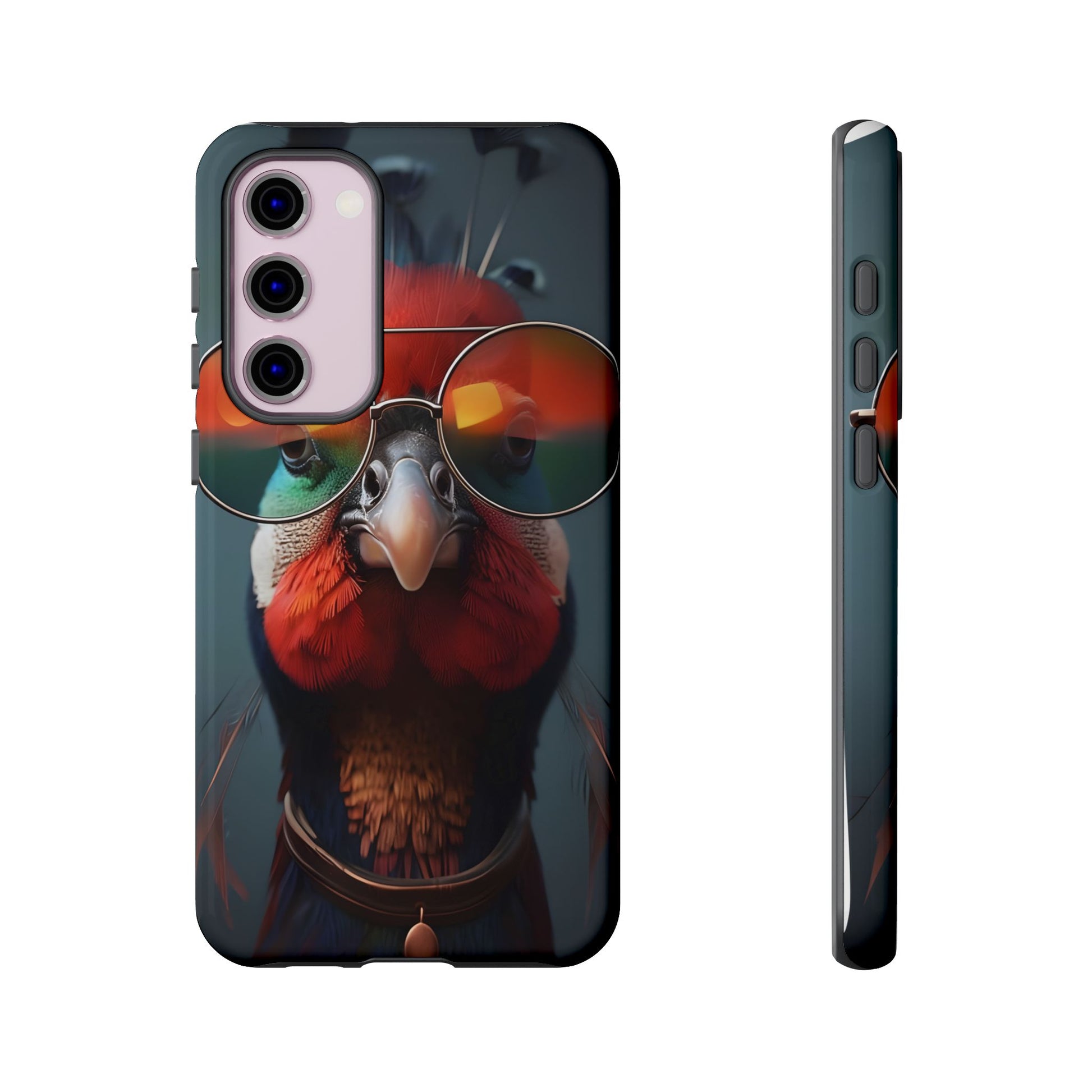 Phone Cases, Bright Exotic Bird in Cool Sunglasses, Protective Tough Cover, Tropical Animal Print, Unique Gift for Bird Lovers, Accessories