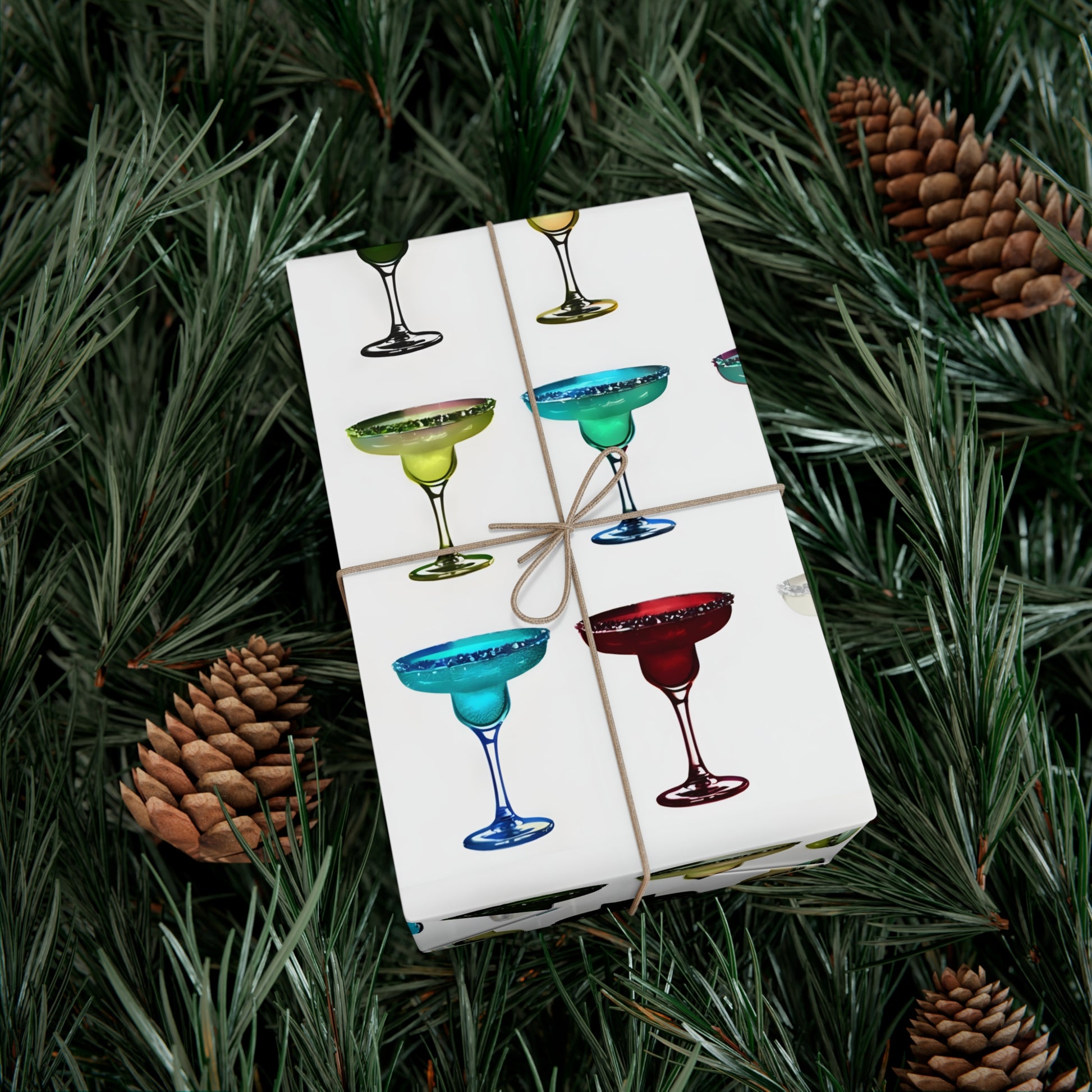 Wrapping Paper, Colorful Margaritas On White Background - Gift Wrap Rolls, Eco-Friendly Gift Wrap, Holiday