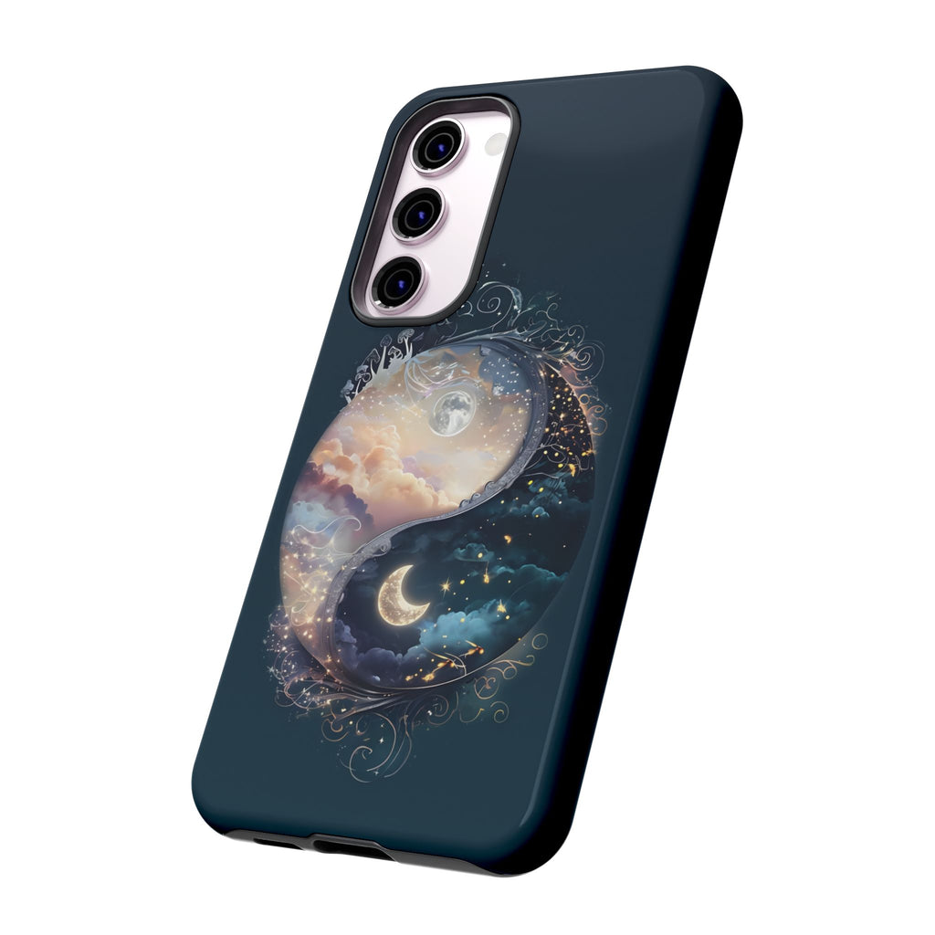 Phone Case, Yin-Yang Symbol Design, Whimsical Day Night Fantasy Print, Protective Cover, Tough Skin, Phone Accessories, Phone Protection