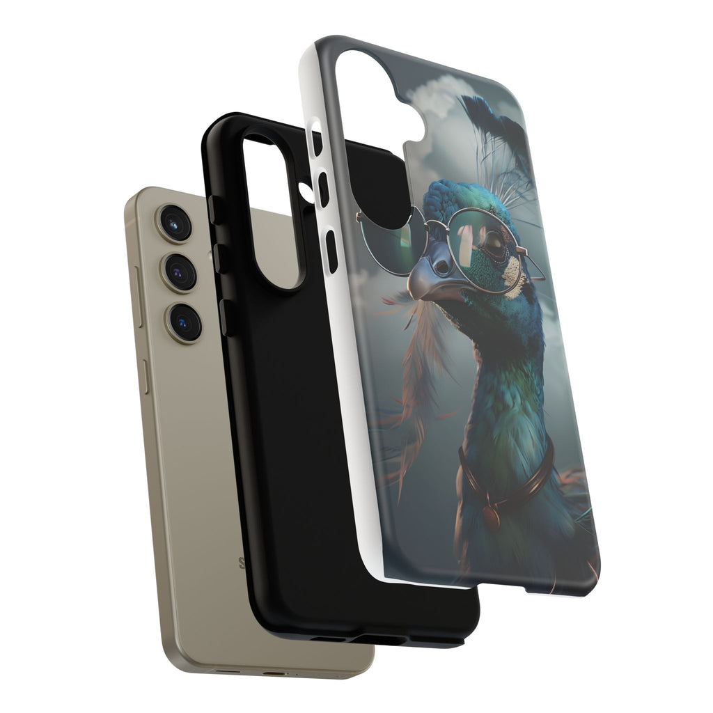 Phone Case, Peacock Design, Neon Lighting, Unique Gift, Hard Shell Cover, Protective Sleeve