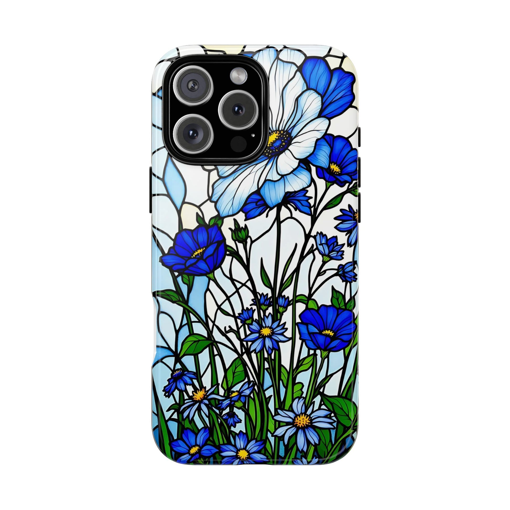 Botanical Stained Glass Tough Case - Floral Phone Cover, Protective Phone Case, Flower Pattern Phone Shell, Nature Inspired Smartphone Case,