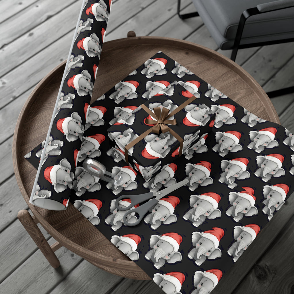 Gift Wrap Papers, Adorable Baby Elephants in Santa Hats - Cute Holiday Wrapping Paper, Christmas Gift Wrap, Festive Gift Wrap Sheets,