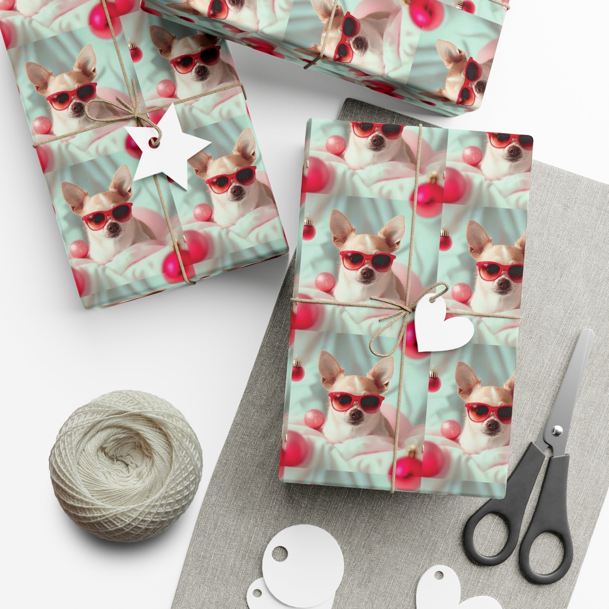 Gift Wrap Papers, Chihuahua In Sunglasses Over Soft Pastel - Wrapping Sheets, Cute Dog Lover Gift, Animal Print, Pet Owner Supplies, Pastel