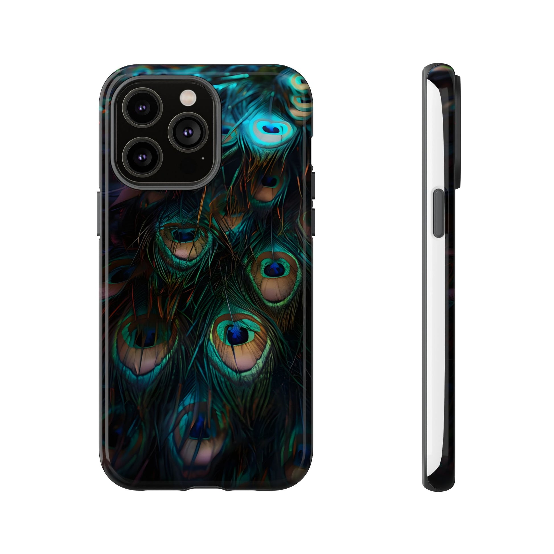 Phone Case, Close Up Peacock Feathers Design, Protective Cover, Unique Gift, Stylish Accessory, Nature Lover Gift, Feather Print Case