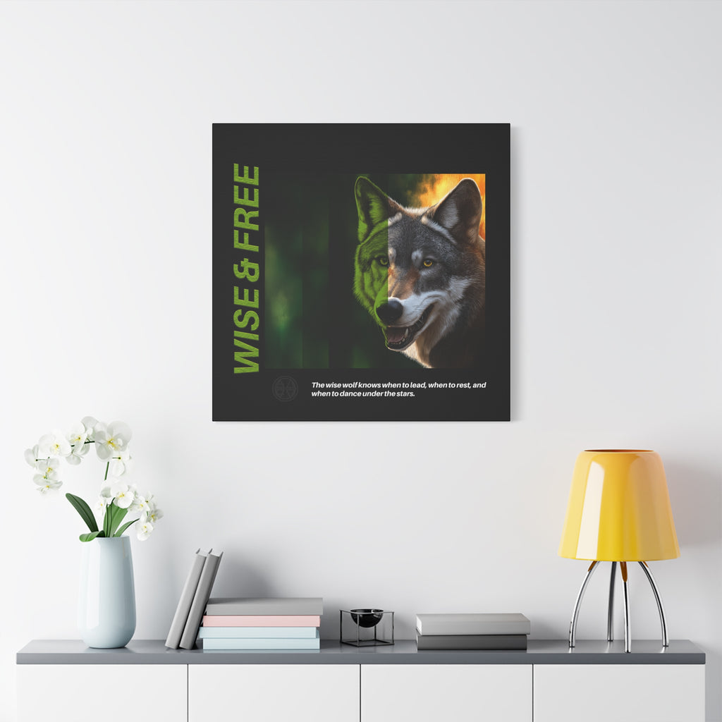Canvas Art, Wise & Free Wall Decor, Inspirational Wolf, Motivational Home Decor, Nature-Themed Gift