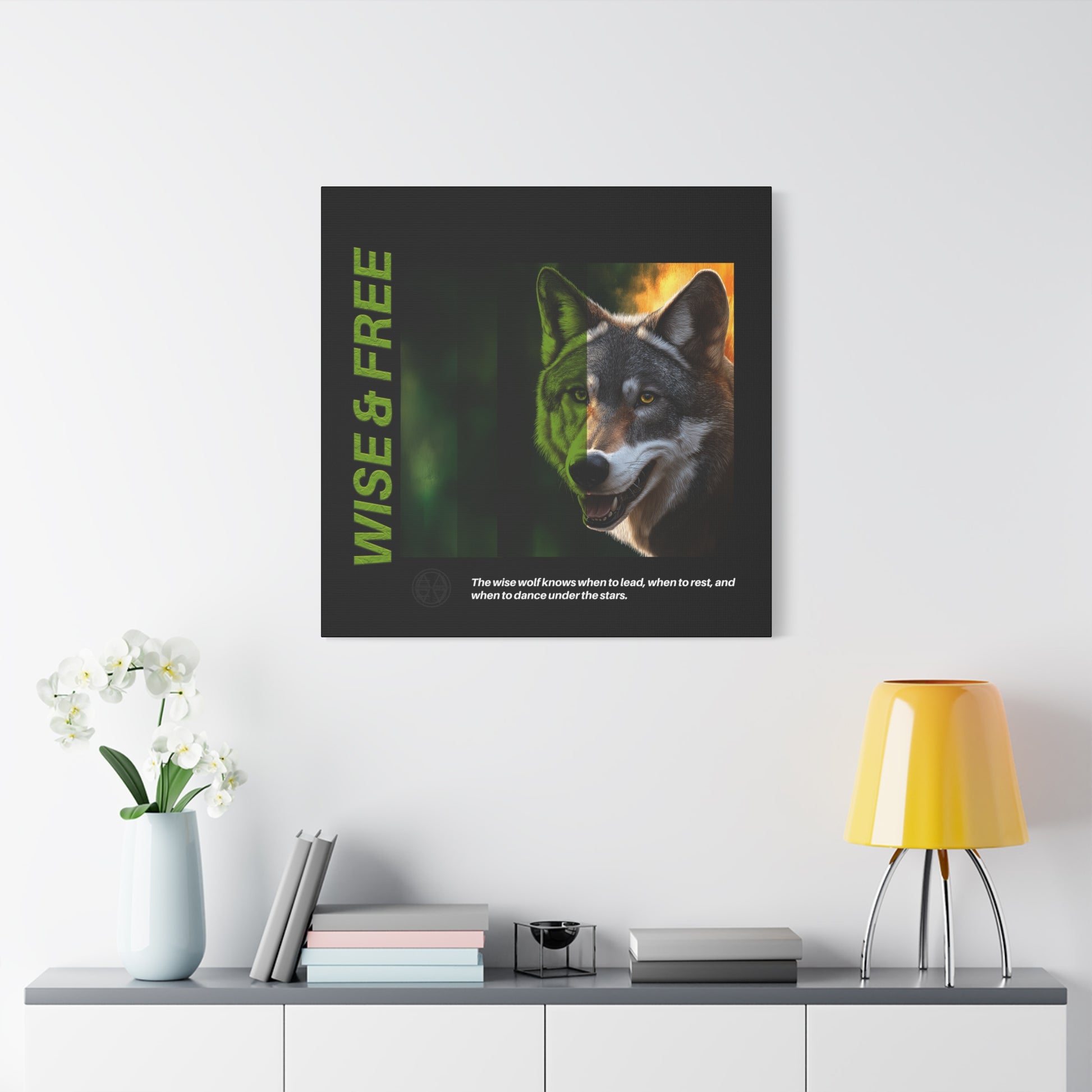Canvas Art, Wise & Free Wall Decor, Inspirational Wolf, Motivational Home Decor, Nature-Themed Gift