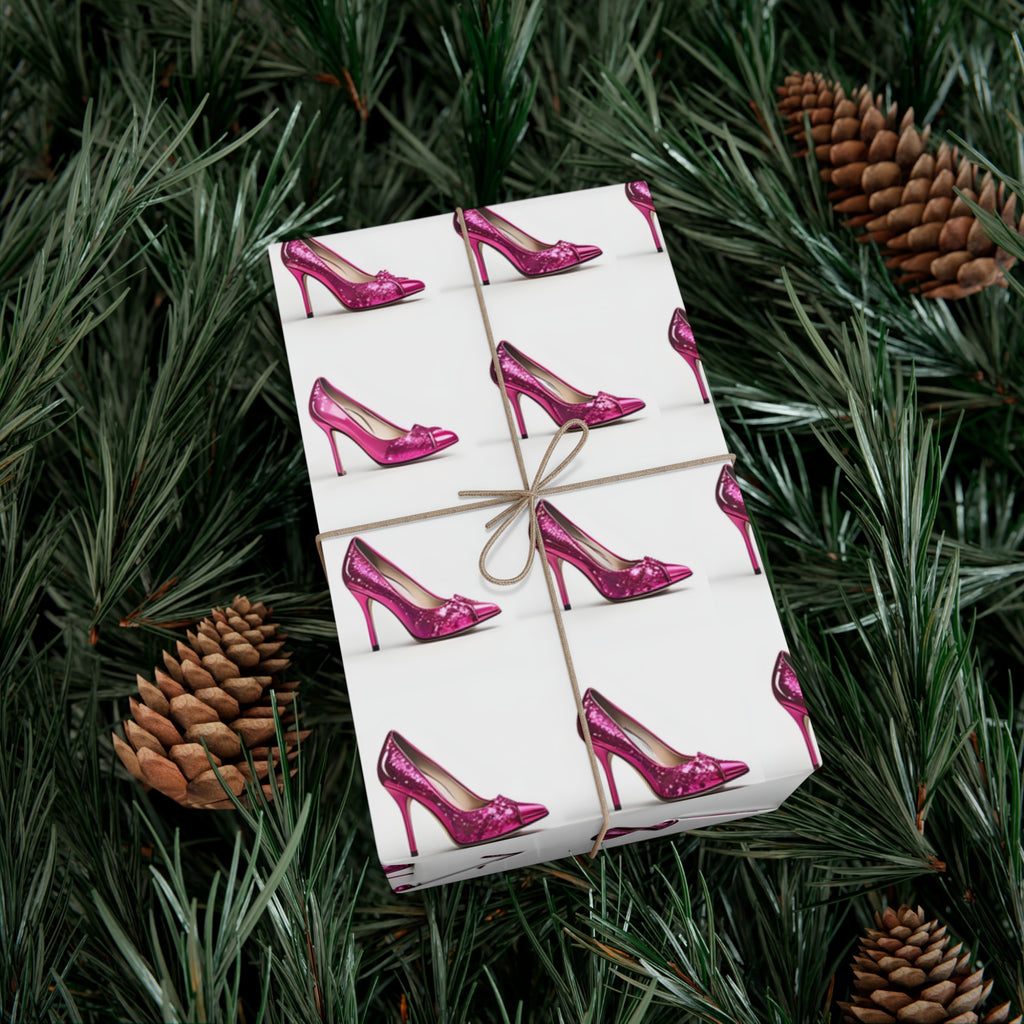 Wrapping Paper, Hot Pink High Heels On White Background - Gift Wrap Rolls, Eco-Friendly Gift Wrap, Holiday