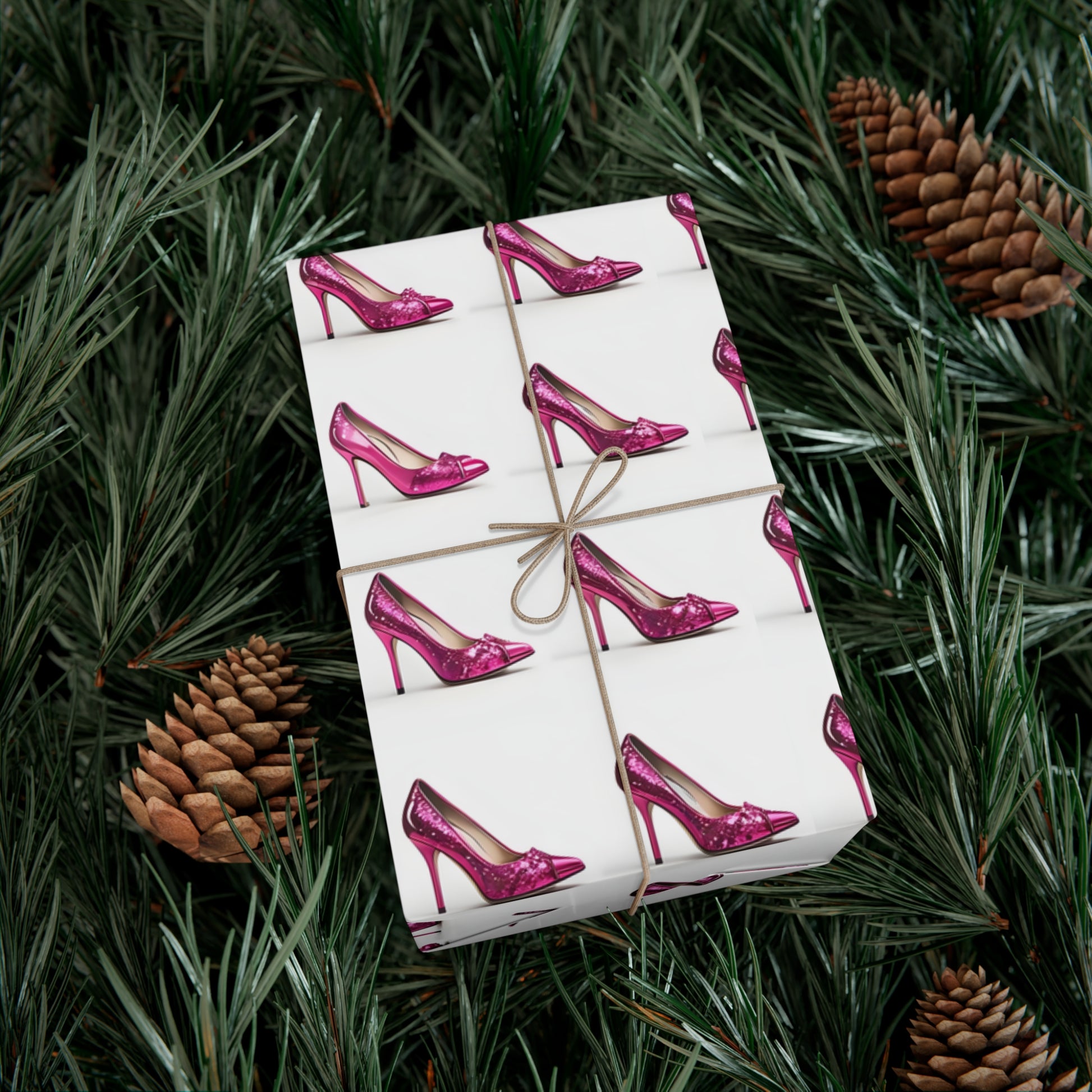 Wrapping Paper, Hot Pink High Heels On White Background - Gift Wrap Rolls, Eco-Friendly Gift Wrap, Holiday