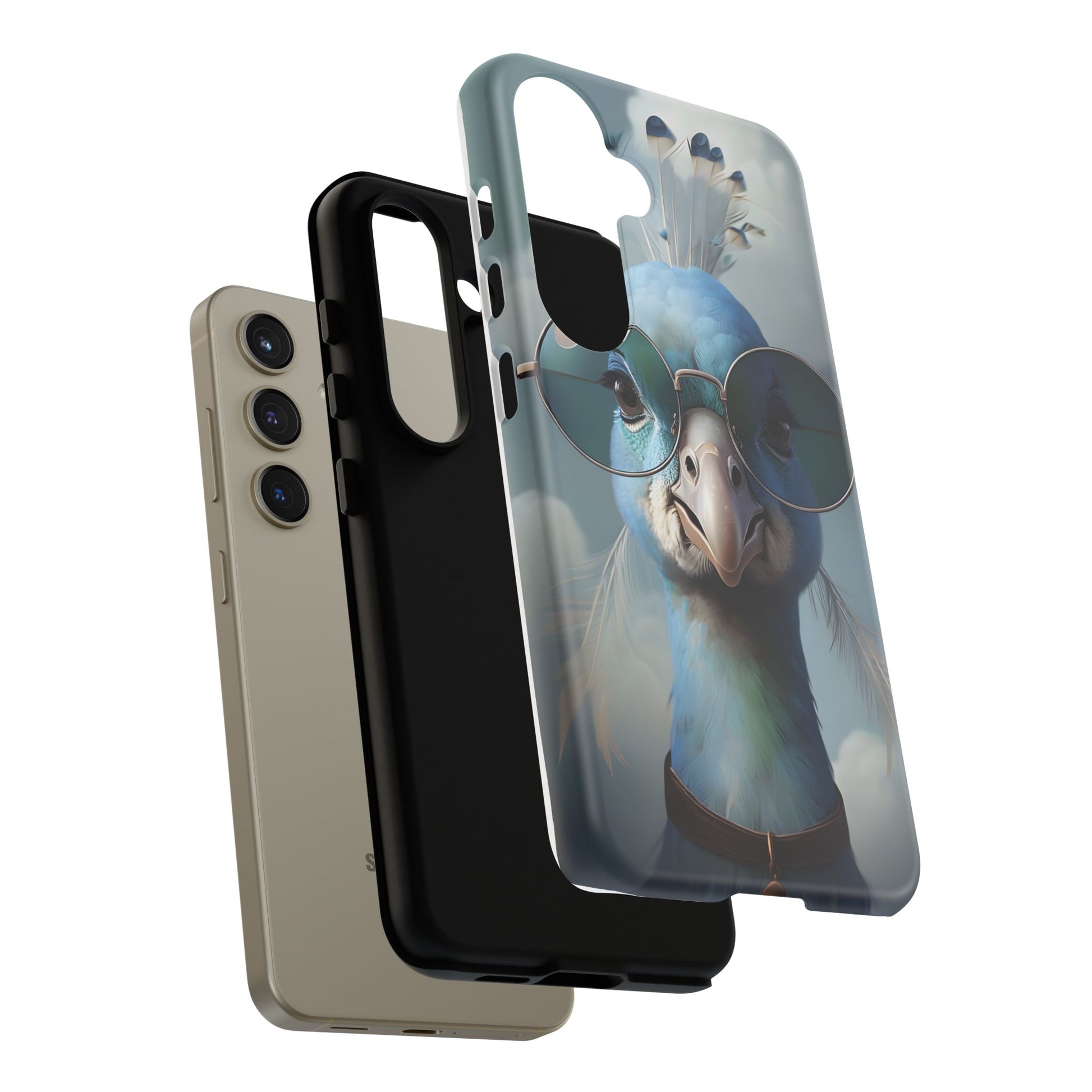 Phone Case, Glamorous Peacock Wearing Sunglasses - Protective Cover, Unique Gift, Trendy Accessories, Animal Lover, Fashionable Mobile Shell