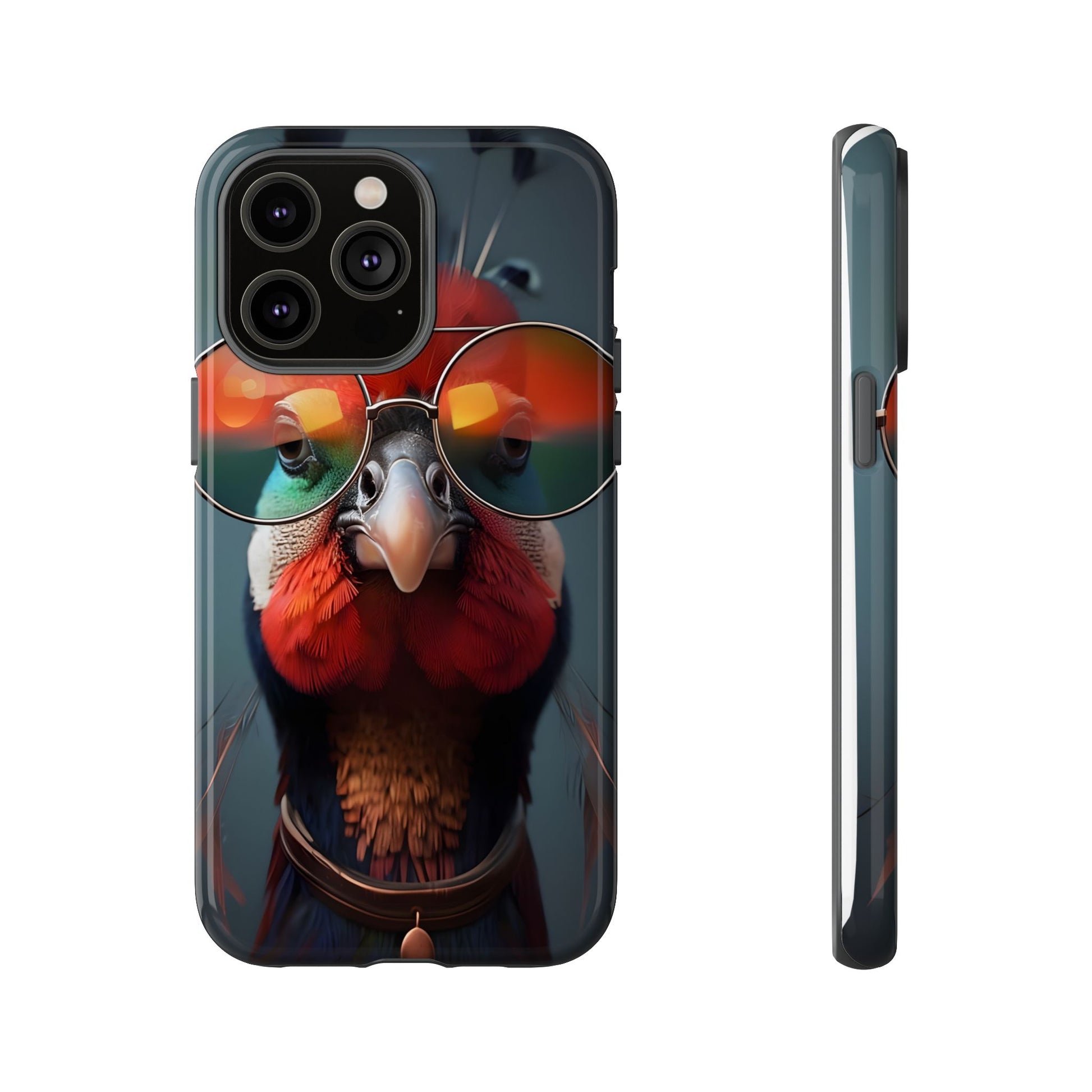 Phone Cases, Bright Exotic Bird in Cool Sunglasses, Protective Tough Cover, Tropical Animal Print, Unique Gift for Bird Lovers, Accessories
